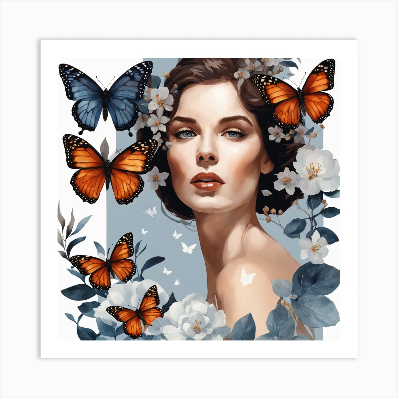 Floral Woman Portrait 7 Art Print By 1xmerch Fy 