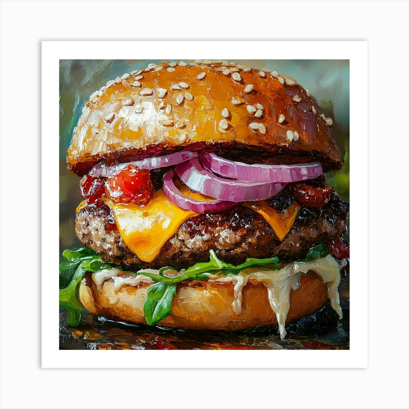 ARTCANVAS Burger Painting Home shop Decor Canvas Art Print