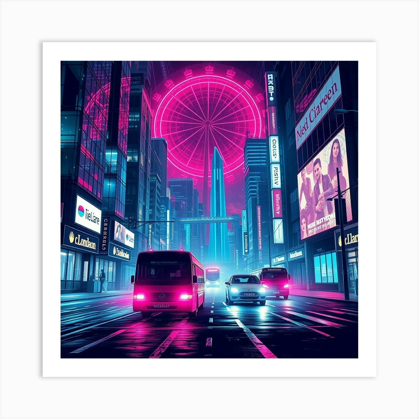 Neon City 22 Art Print by aipixfuture - Fy