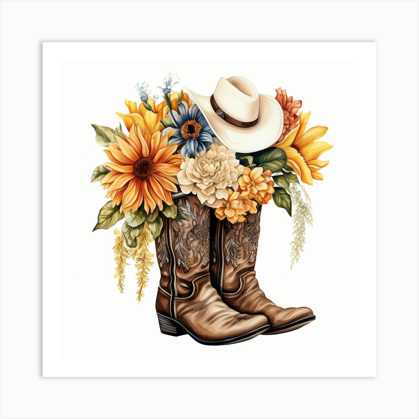 Cowboy boots hot sale and flowers