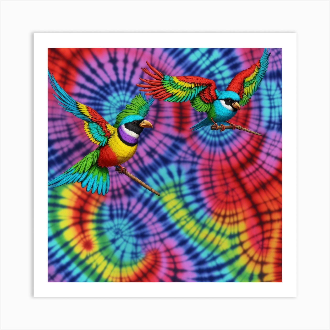 Tie Dye Birds Art Print By Unstablecreations Fy