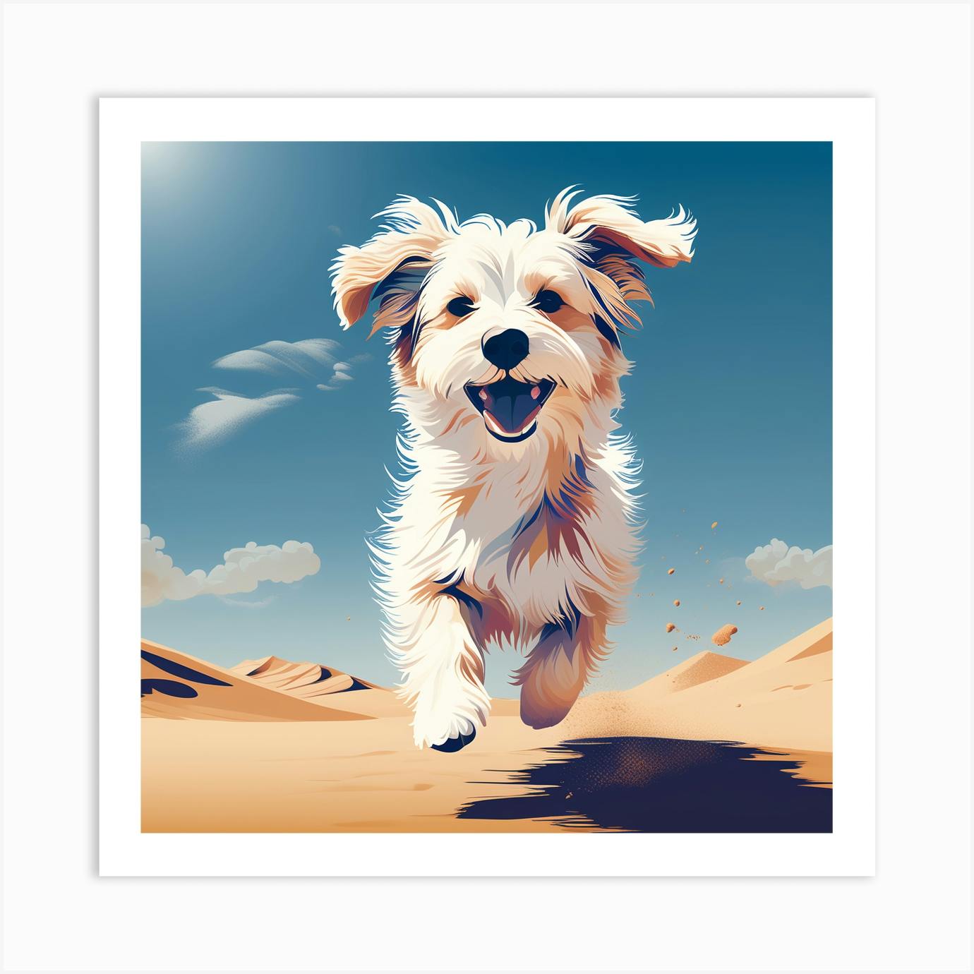 Dog Running In The Desert colorful dog illustration dog portrait animal illustration digital art pet art dog artwork dog drawing dog painting