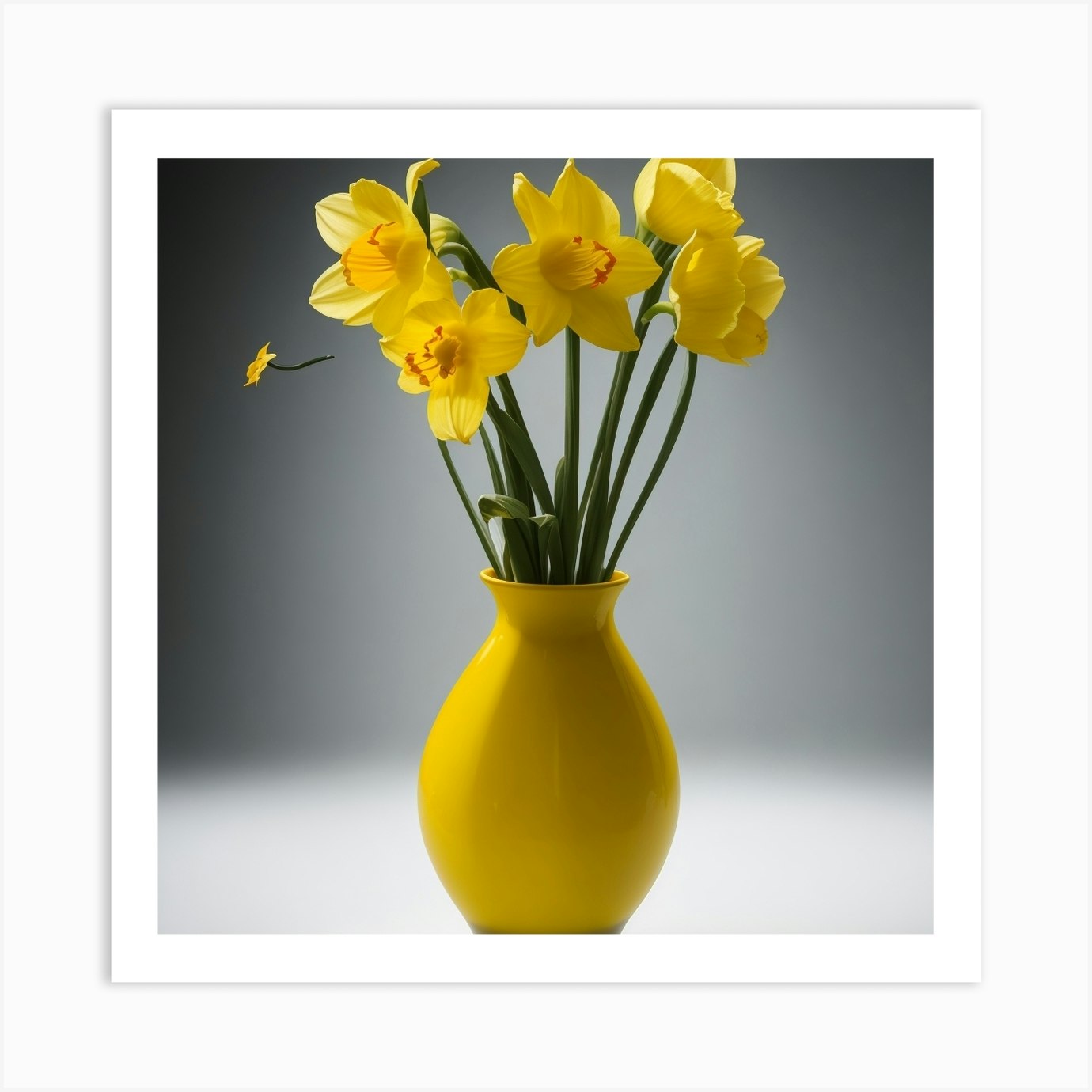 Daffodils In A Yellow Vase Art Print by Lolo mo Fy