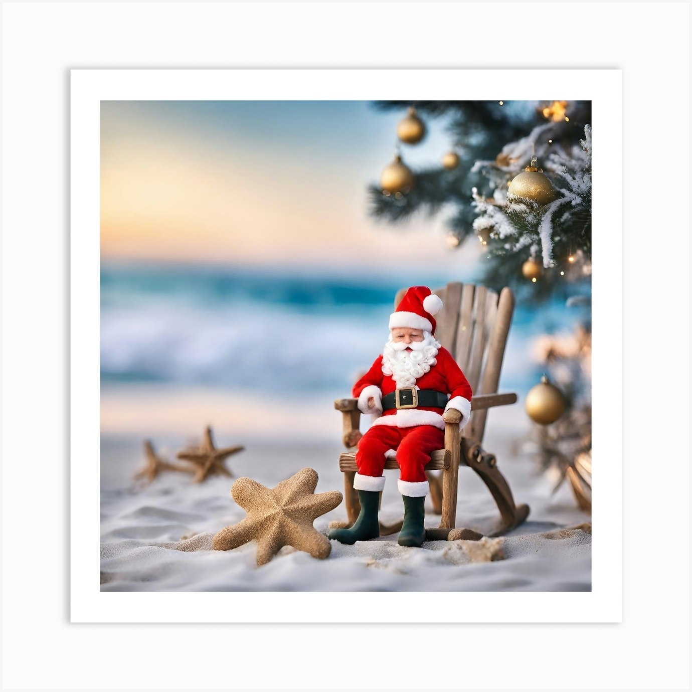 Santa Claus On The Beach 1 Art Print by Christy Mandeville - Fy