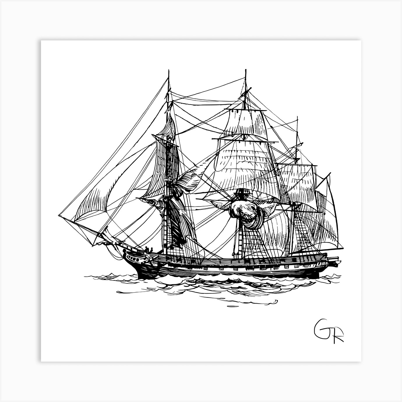 Sail Ship Art Print by Garrett Robison Fy