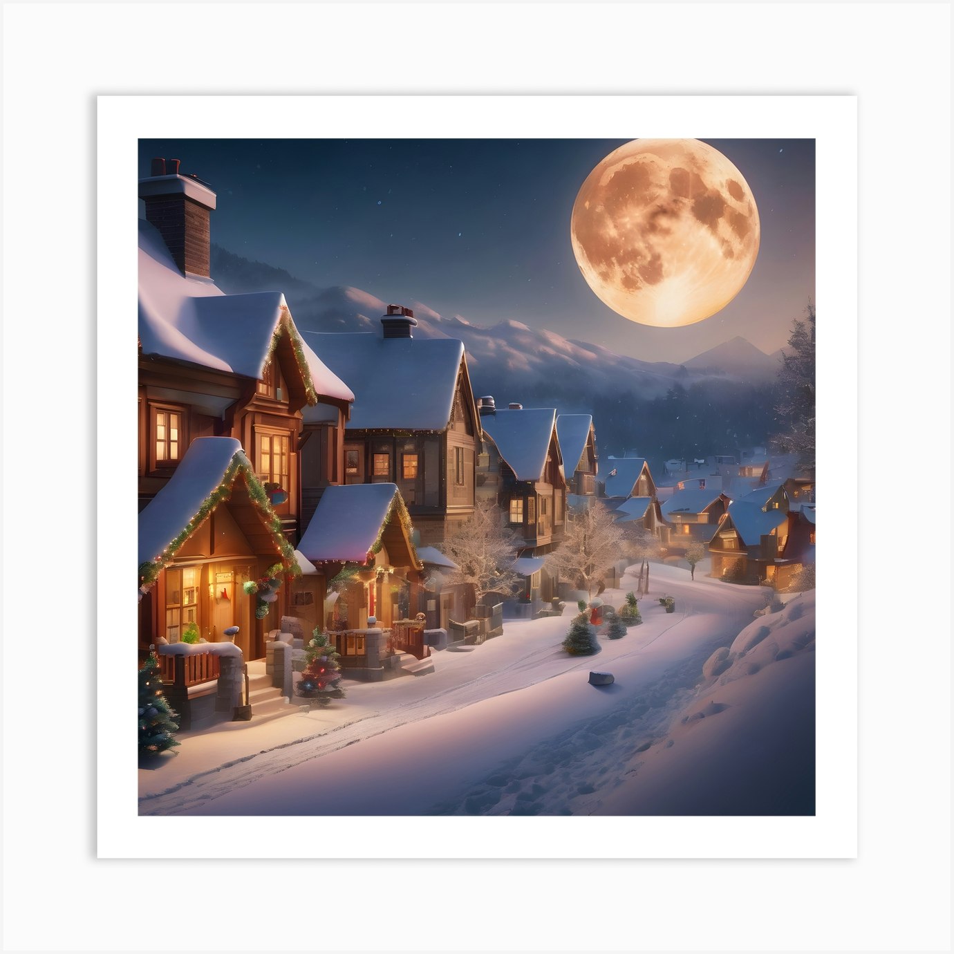 Christmas Village Art Print by Krampus - Fy