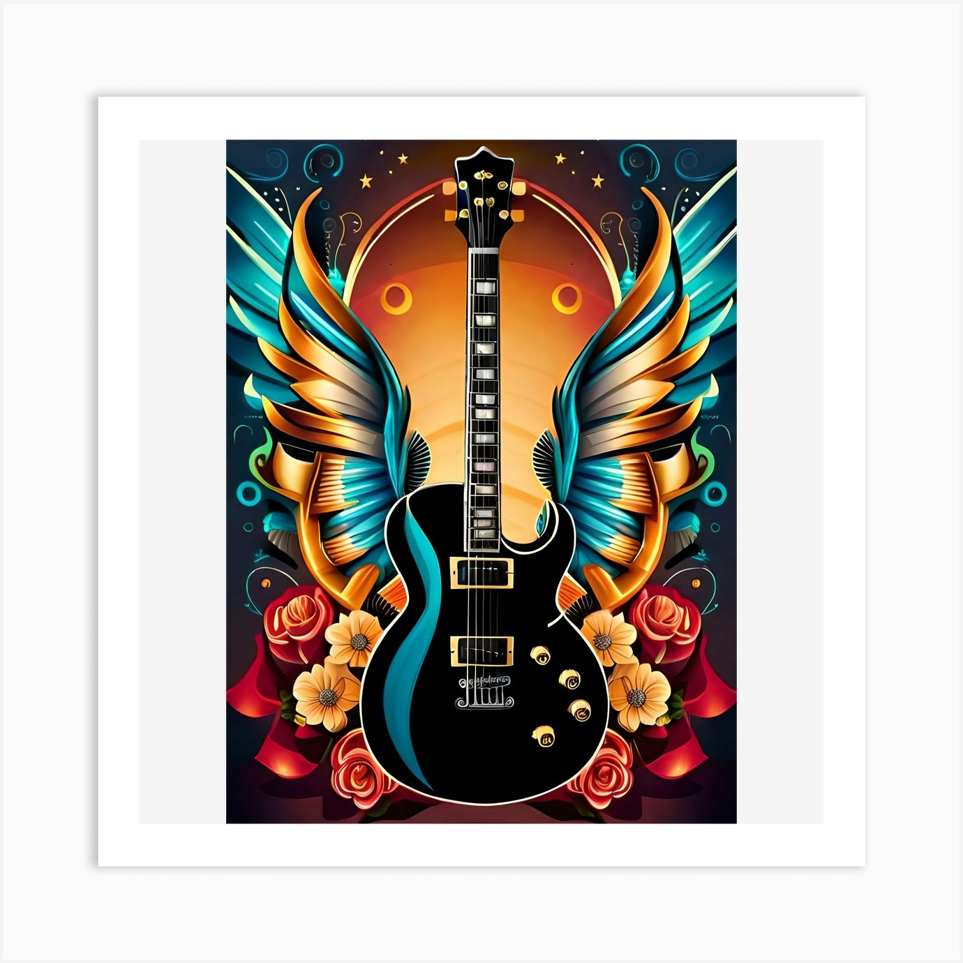 Guitar With Wings 5 Art Print by Dandeliontattoo - Fy