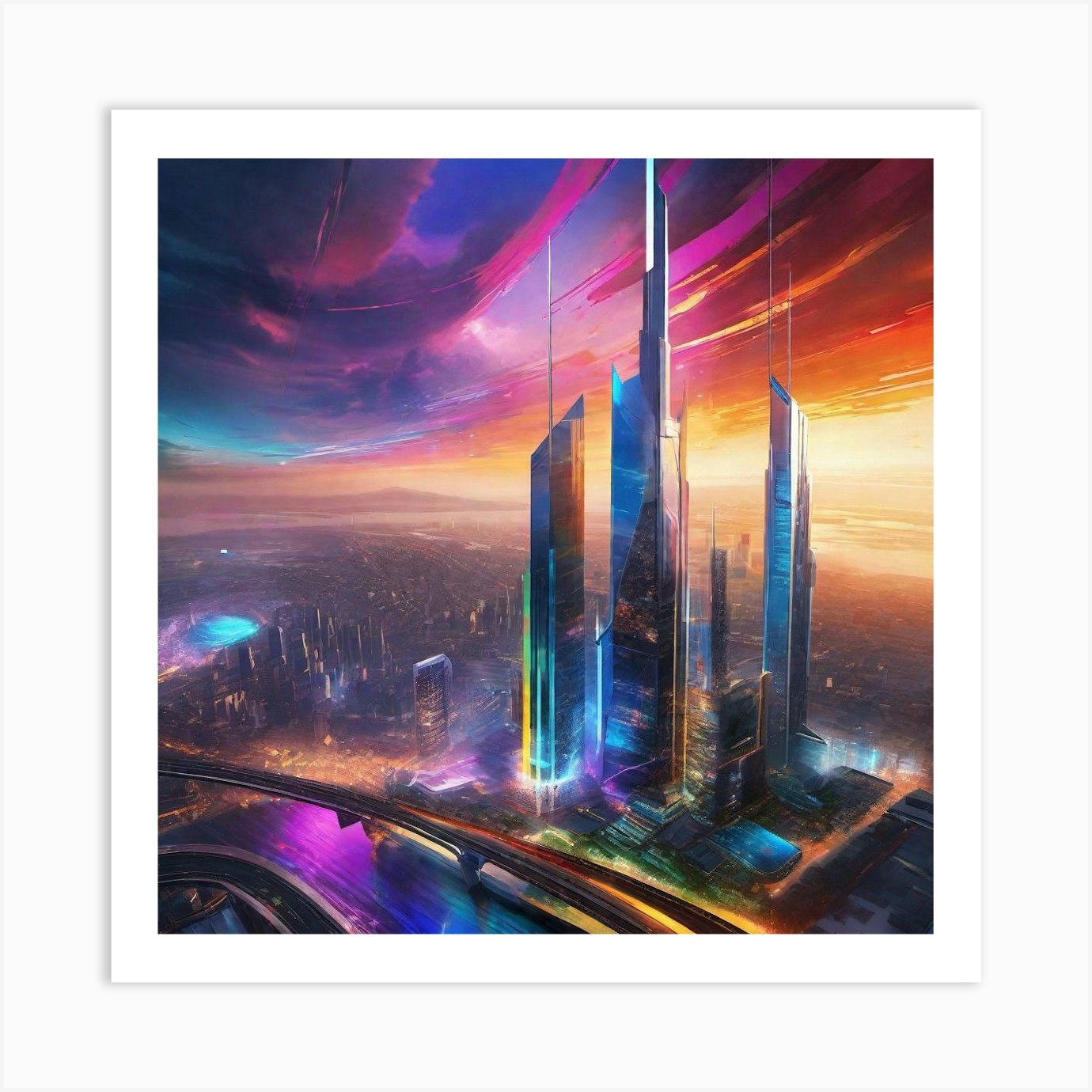 Futuristic Cityscape 97 Art Print by Noctarius - Fy