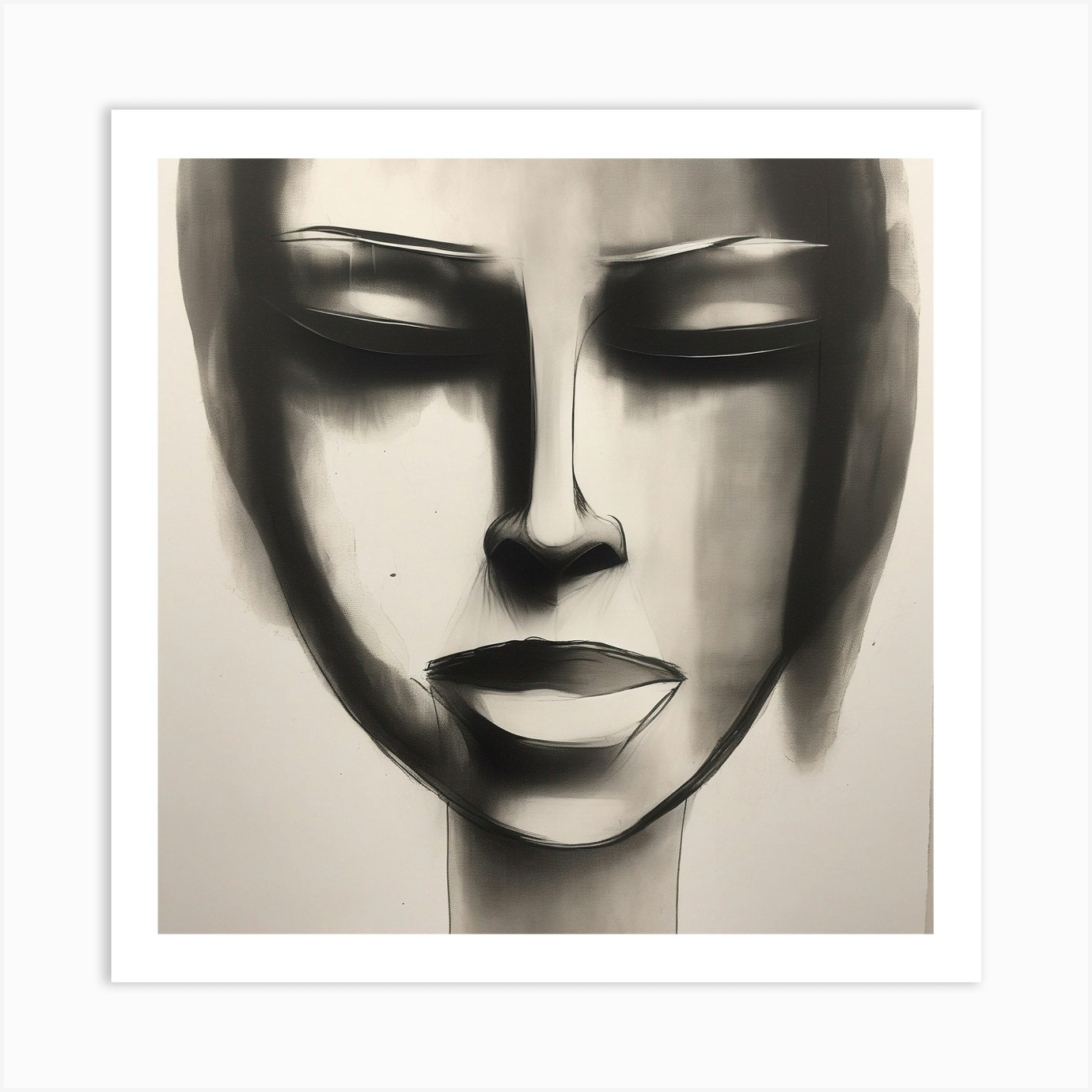Minimalist Abstract Face Art Print (1) Art Print by logicx Fy