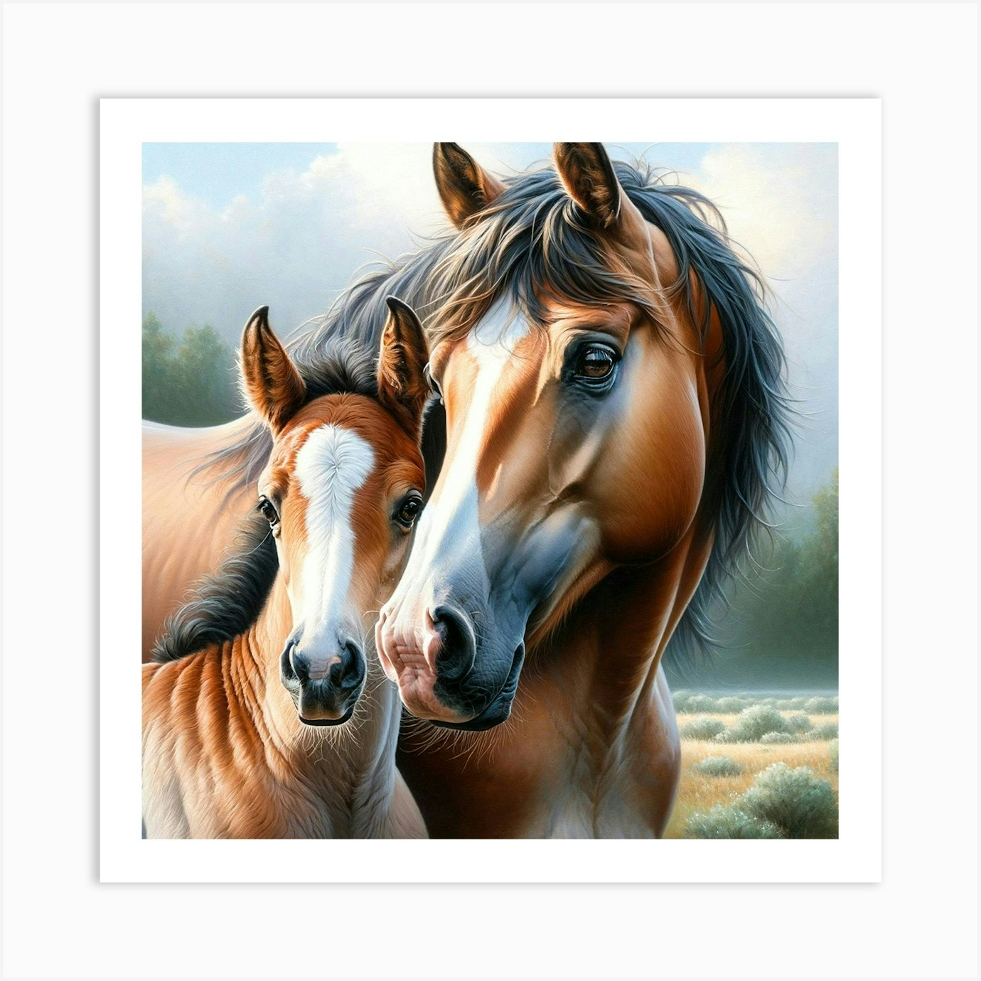 Beautiful Mother Horse And Her Foal Art Print by Indepth Home Designs Fy