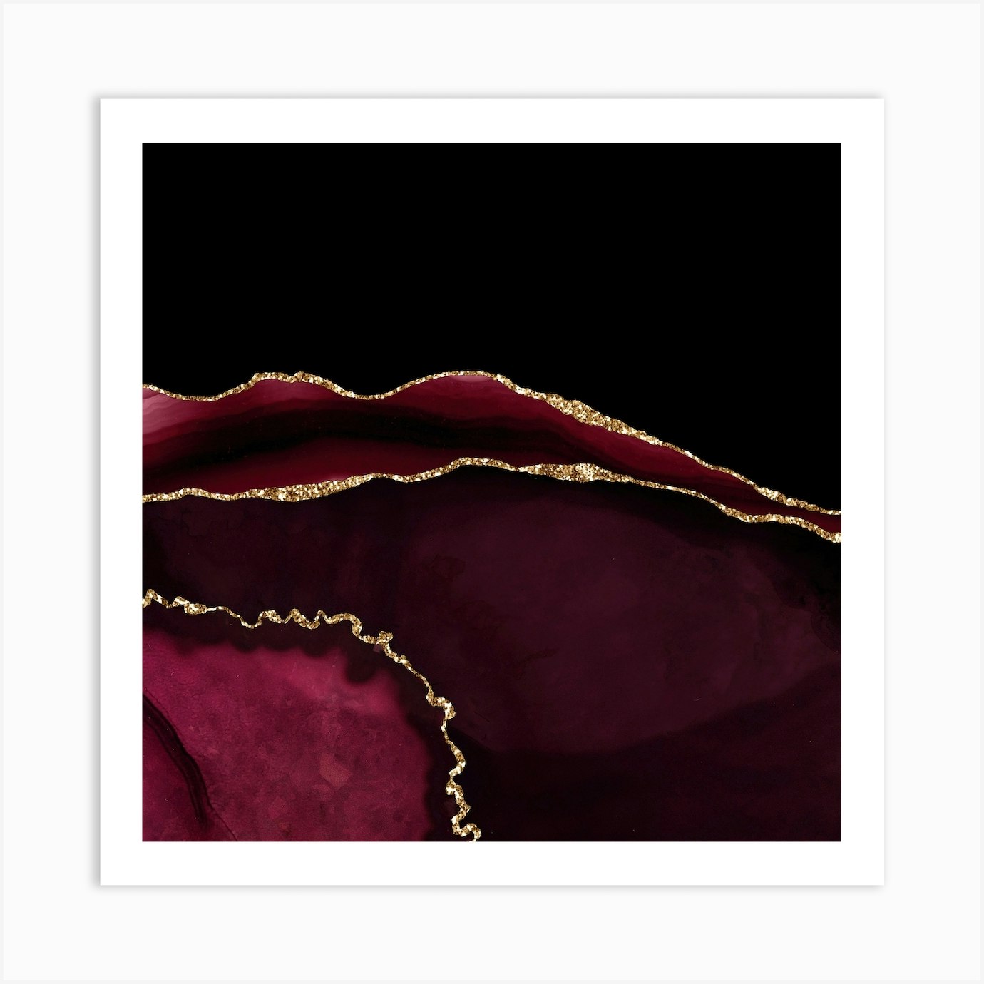 Burgundy And Gold Agate Texture 05 Art Print By Aloke Design Fy
