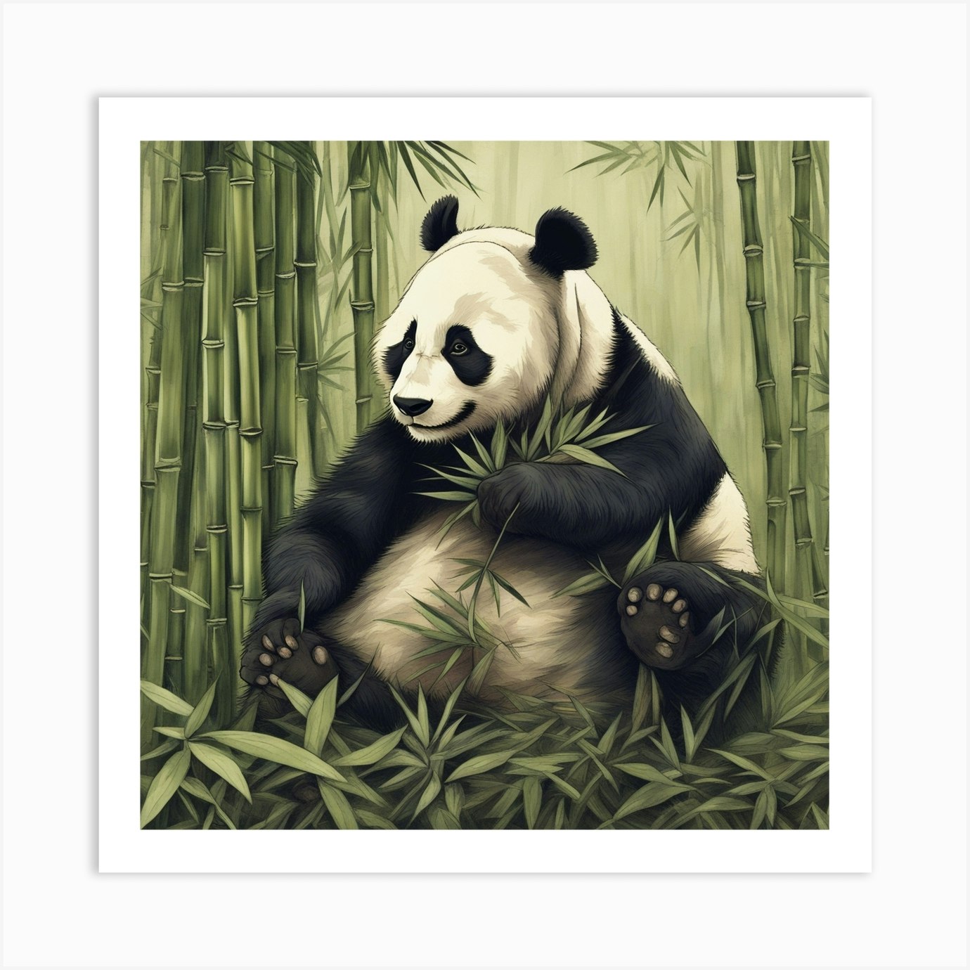 Panda Bamboo Art Print by Hamzi Fy