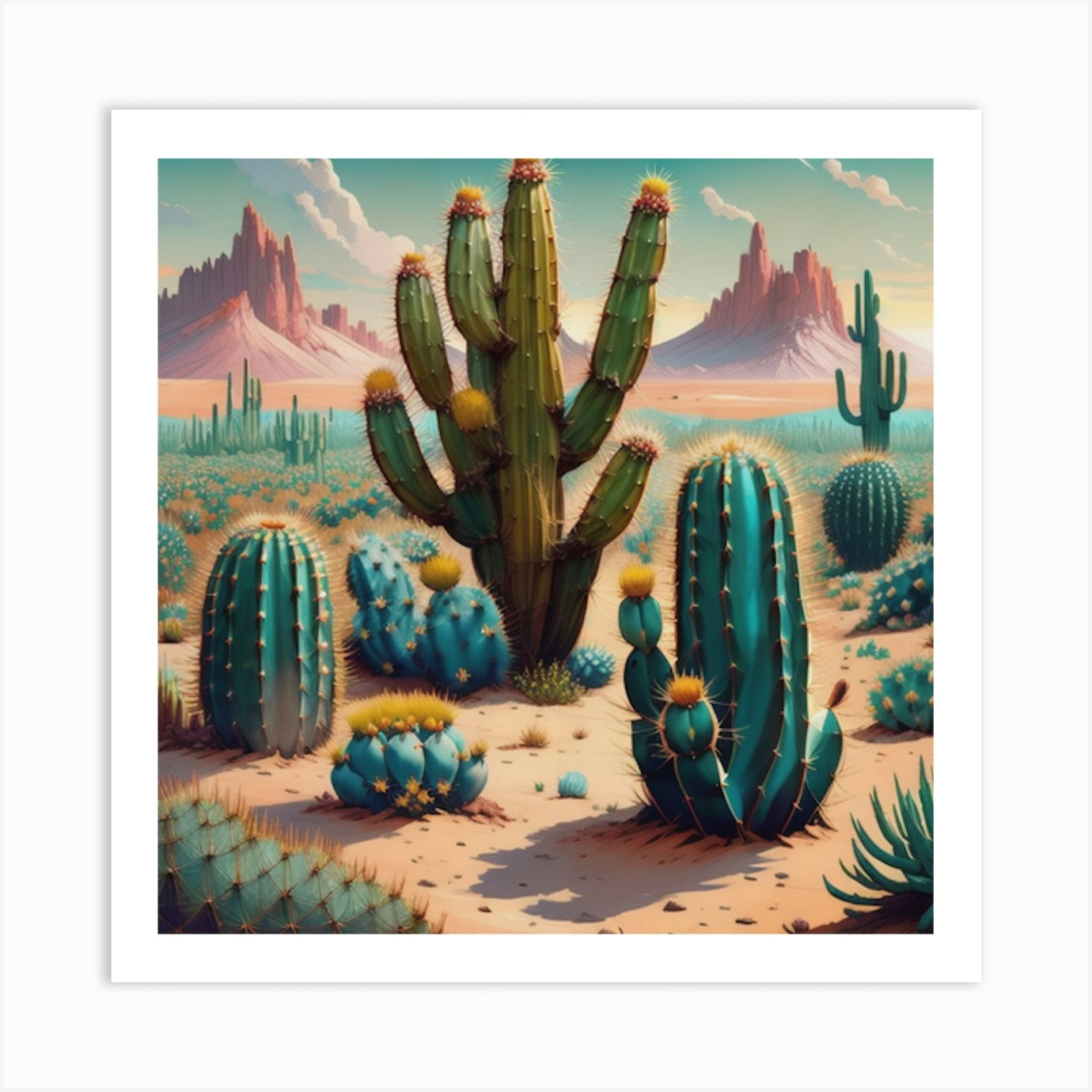 Cacti In Bloom Art Print by The Warmth Within - Fy