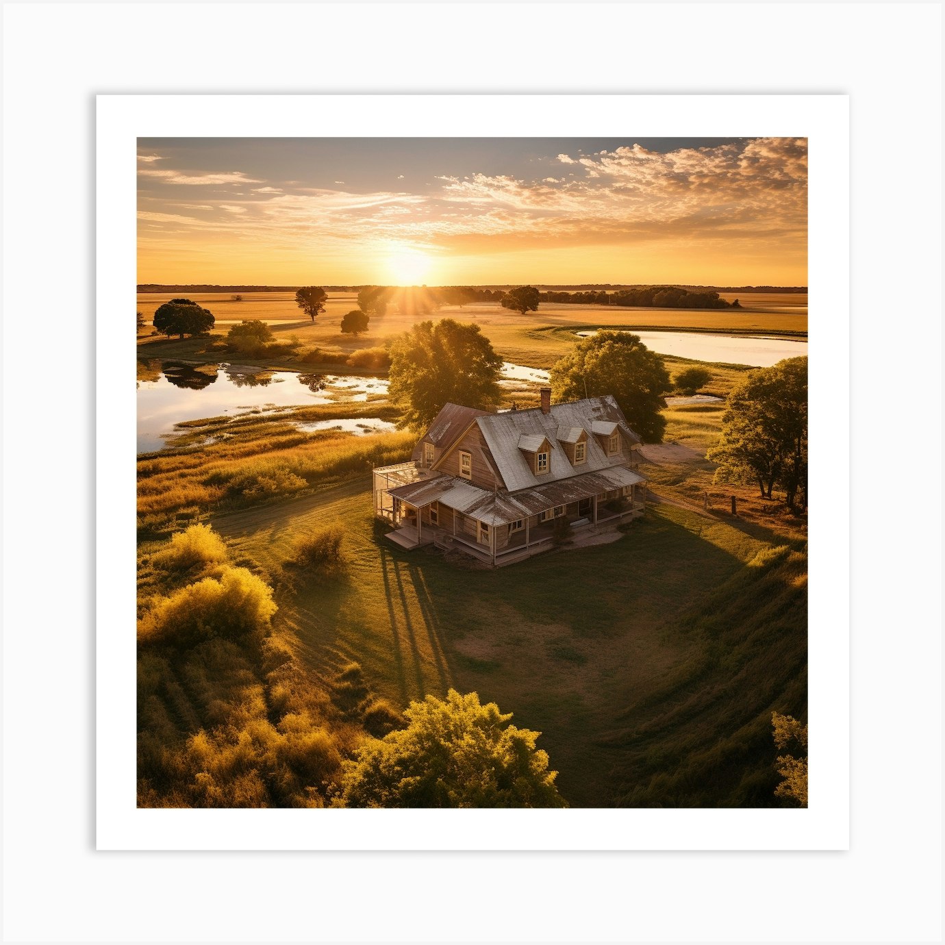 Sunset Over A Log Cabin Art Print By David Arts Fy