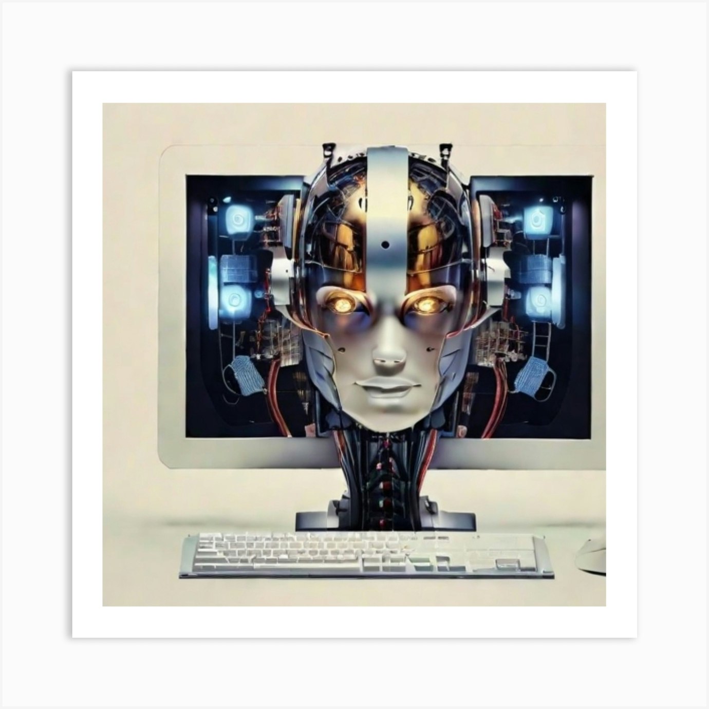 Computer Head Art Print by Noten Fy