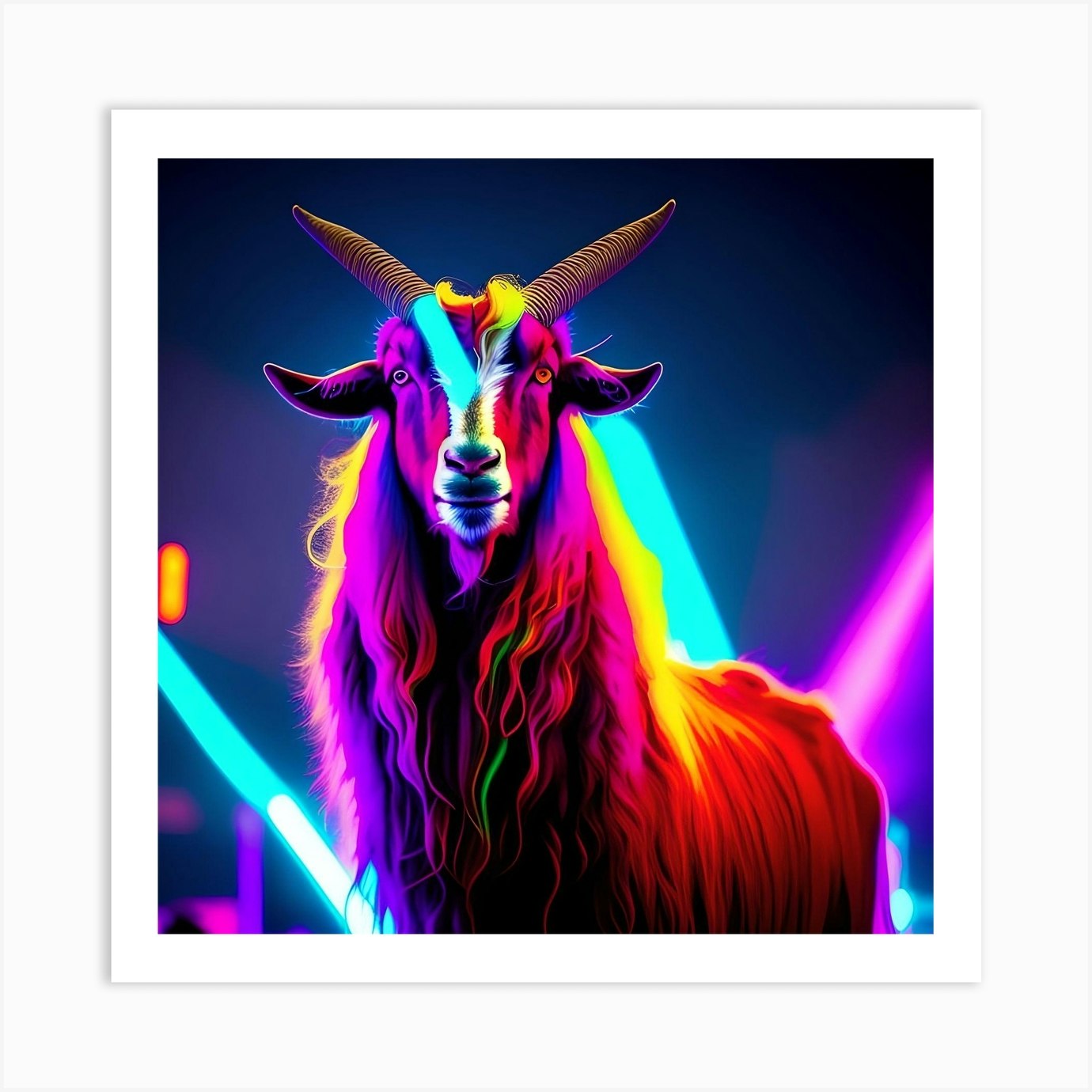 Neon Goat Art Print by VANGO - Fy