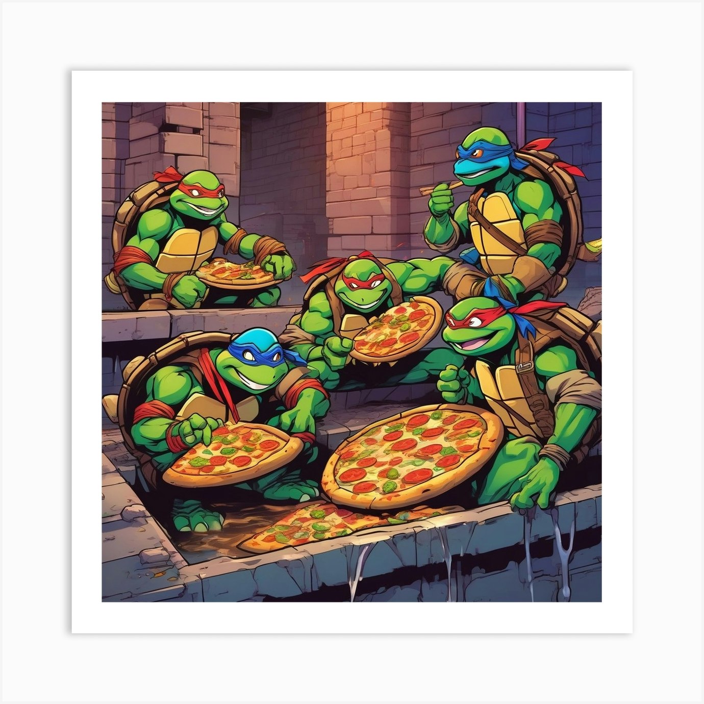 Teenage Mutant Ninja Turtles Pizza Art Print by JackSparrow - Fy