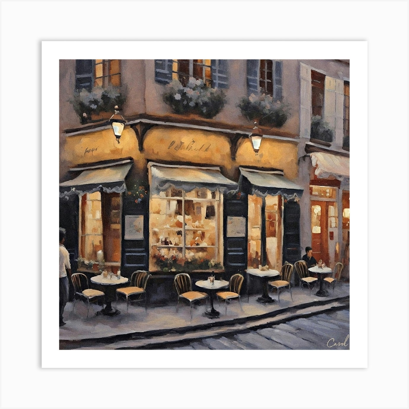 Paris Cafe At Night Art Print by StreetButterfly - Fy