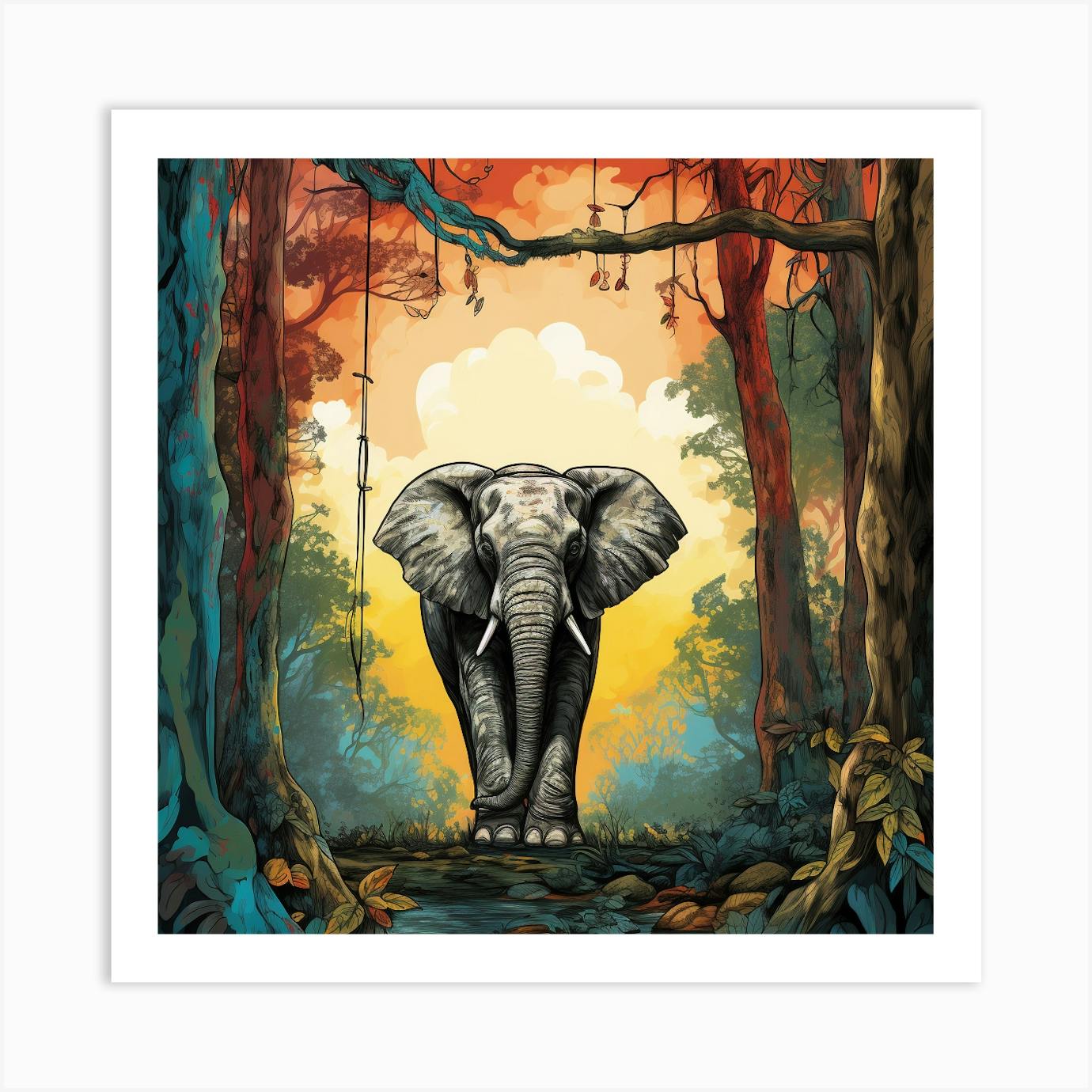 Canvas Elephant Forest Light selling