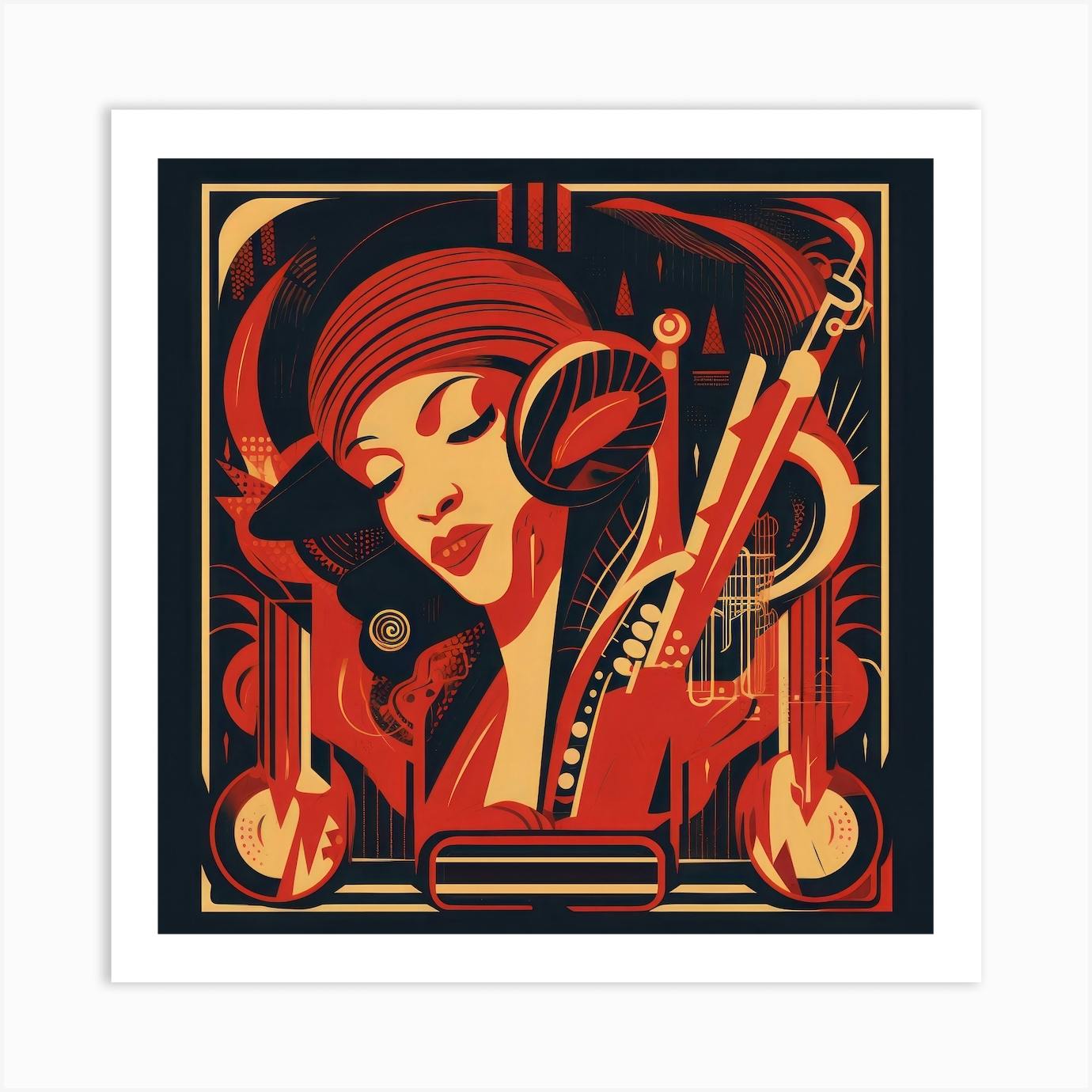 『3年保証』 Art by Print Art club jazz a for poster inspired Deco アート・デザイン・音楽