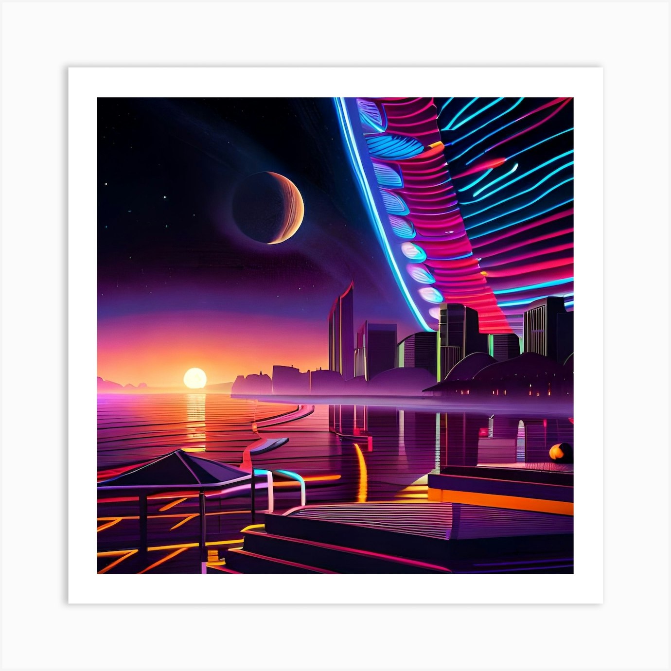 Neon City Art Print By Chic Artwaves - Fy