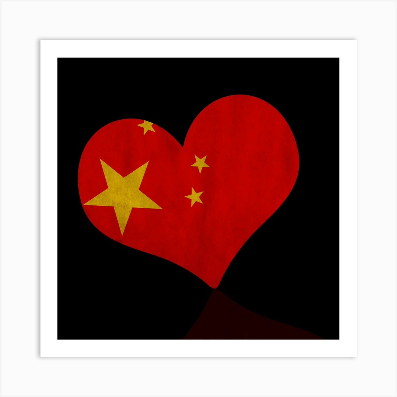 Chinese Flag Heart Art Print by George Mdivanian - Fy