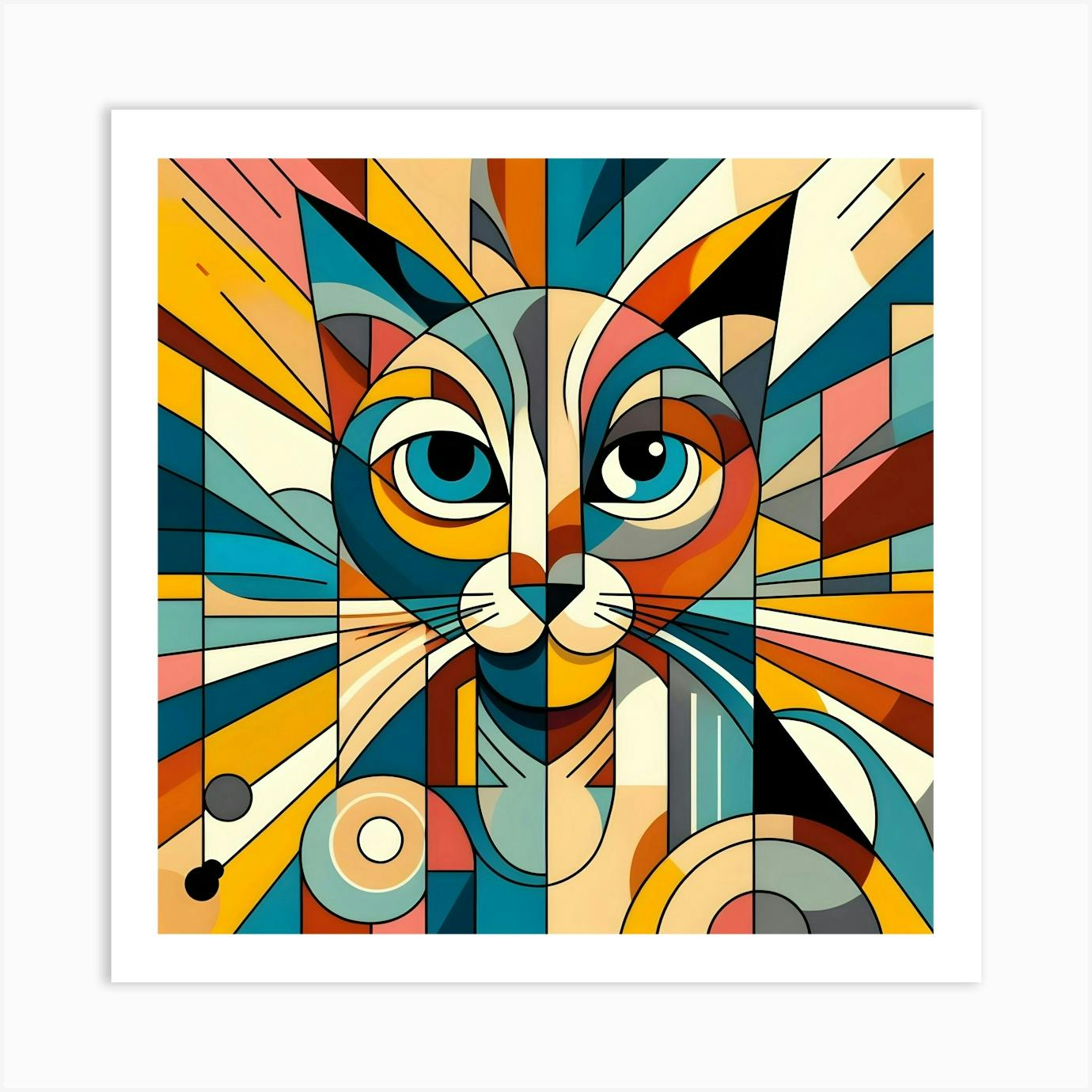 Abstract hot Cat Art 8.5 x 11 - Free Shipping