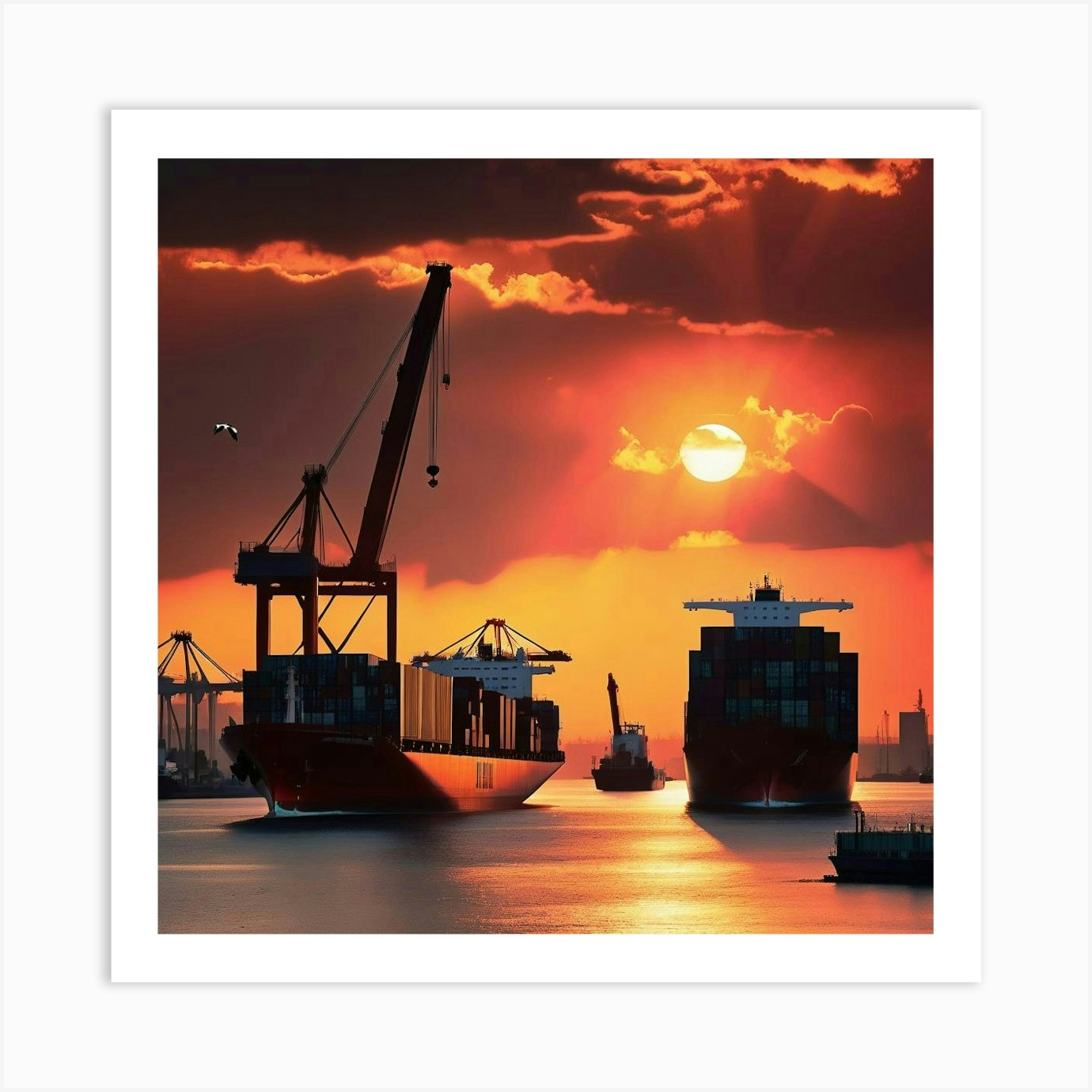 Sunset At The Port Art Print by FOTOPIA - Fy