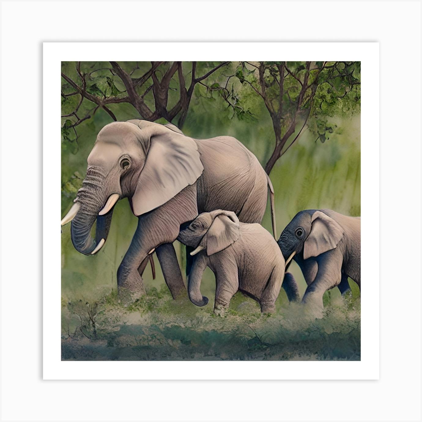 Elephant family landscape spray cheapest paint art