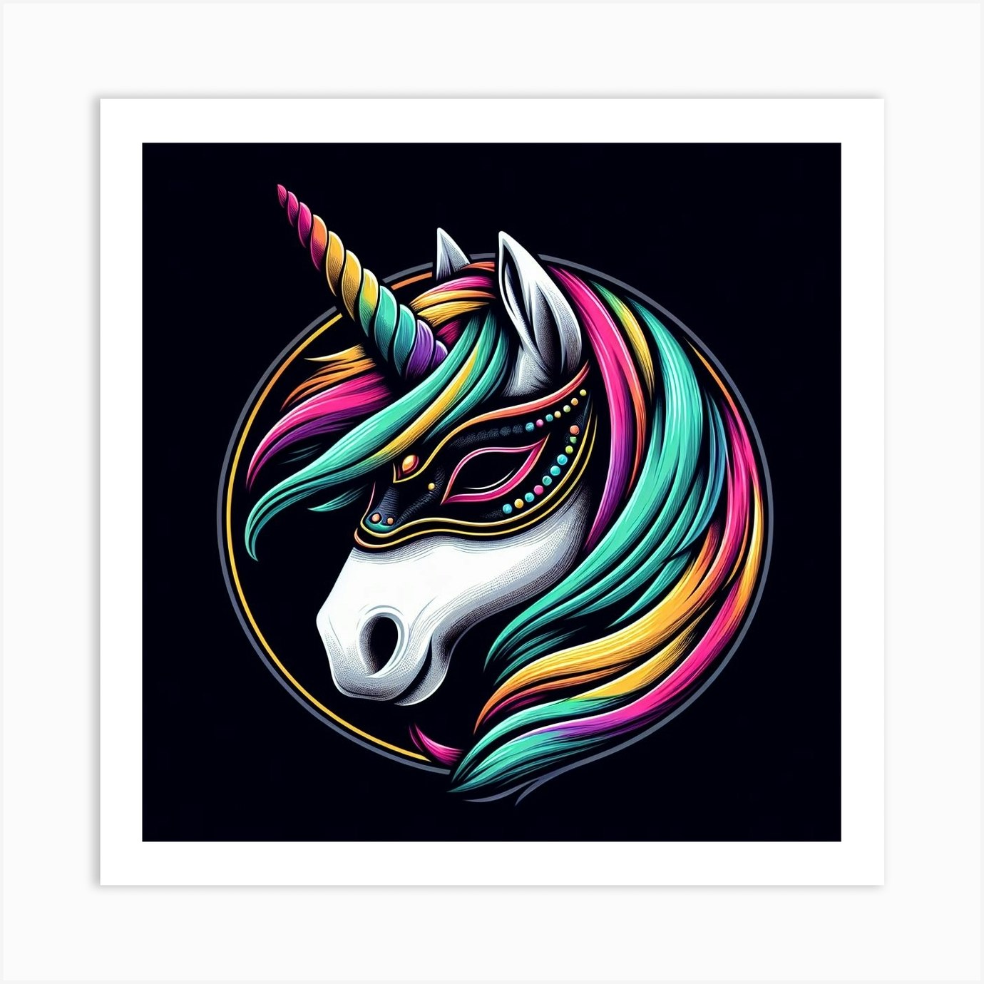 Unicorn Mascot Art Print by DREAMERARTS - Fy