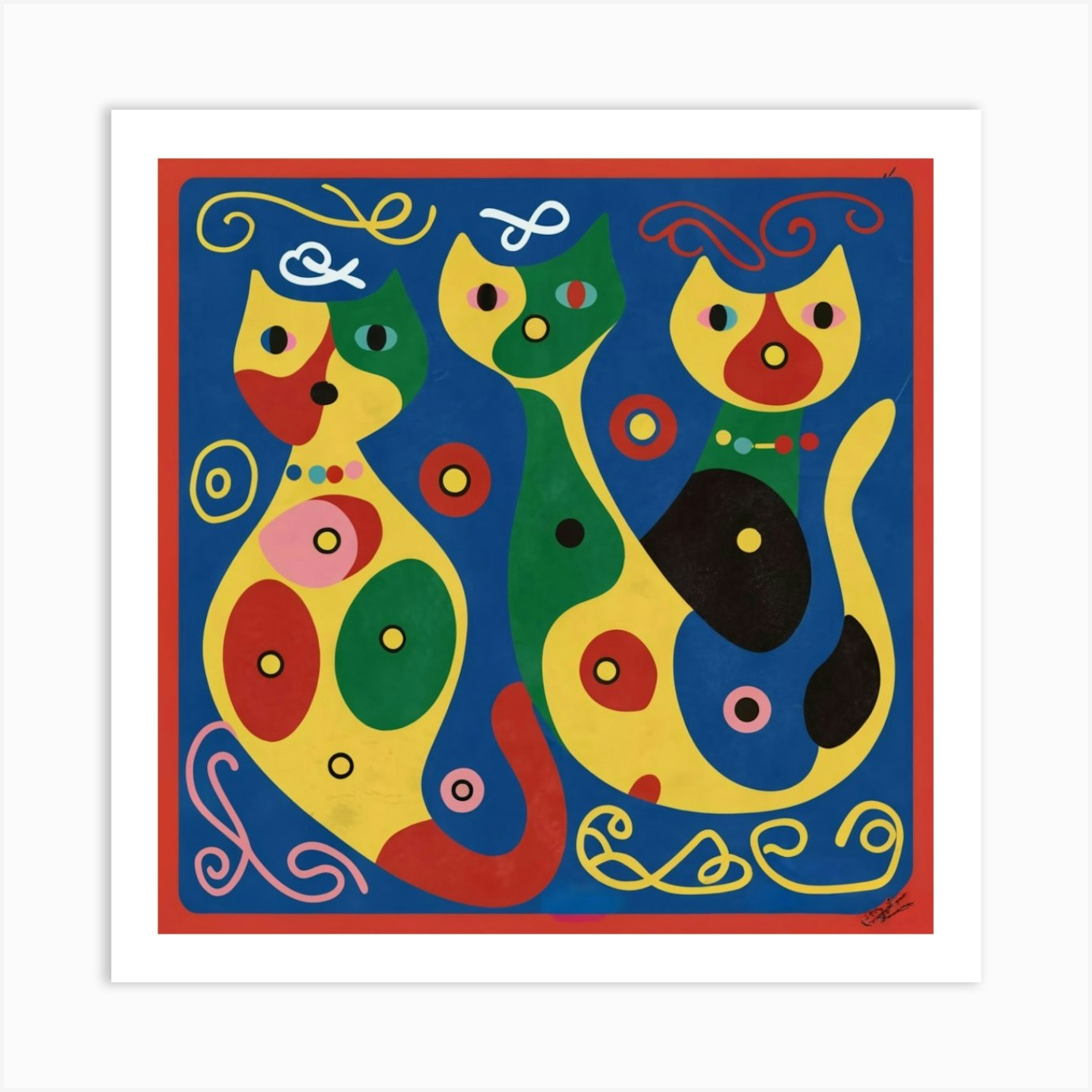 Three Cats Art Print by Mehdi's Store - Fy