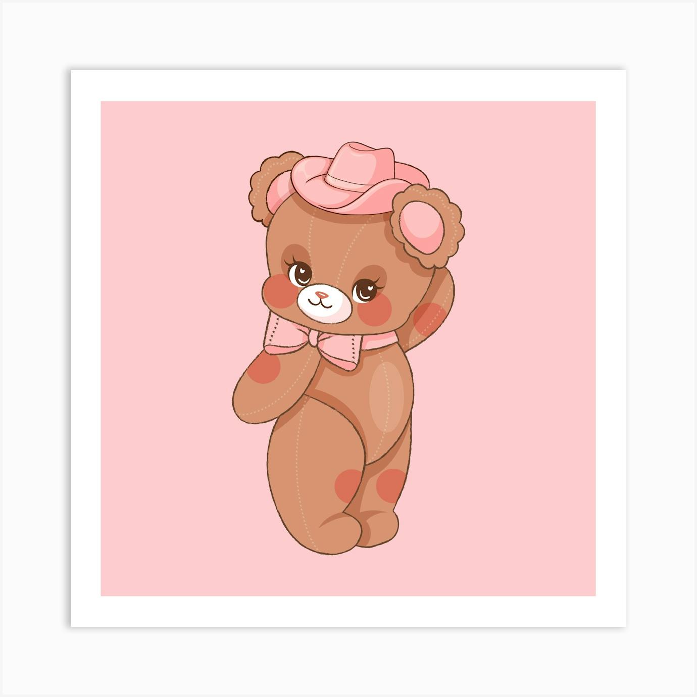 Cowboy Teddy Bear 1 Art Print by Kitty Strand Fy