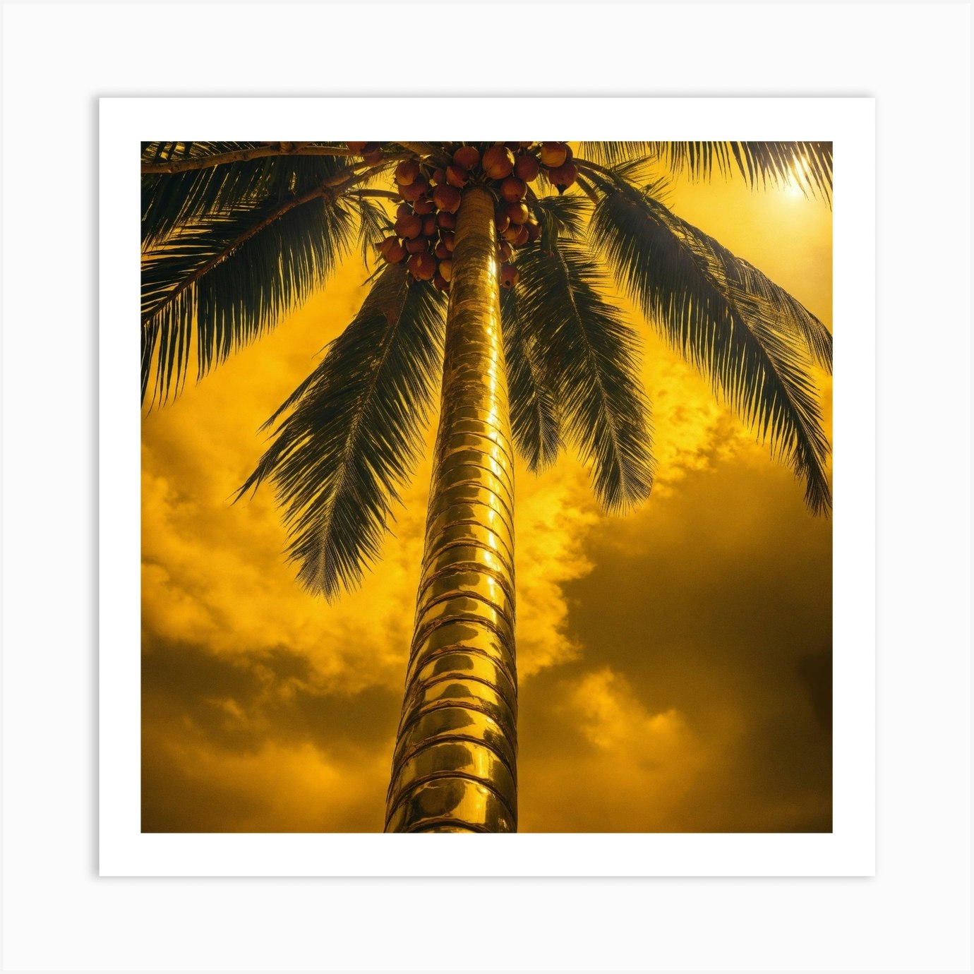 Golden Coconut Tree Art Print by wagdy farahat - Fy