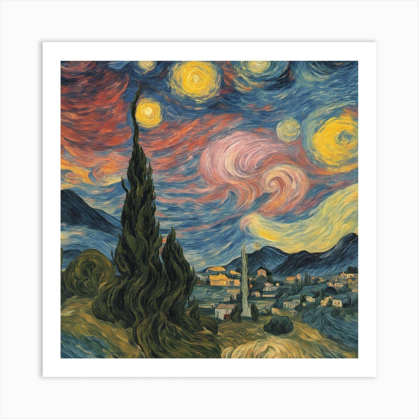 The Starry Night, Vincent Van Gogh Art Print (2) Art Print