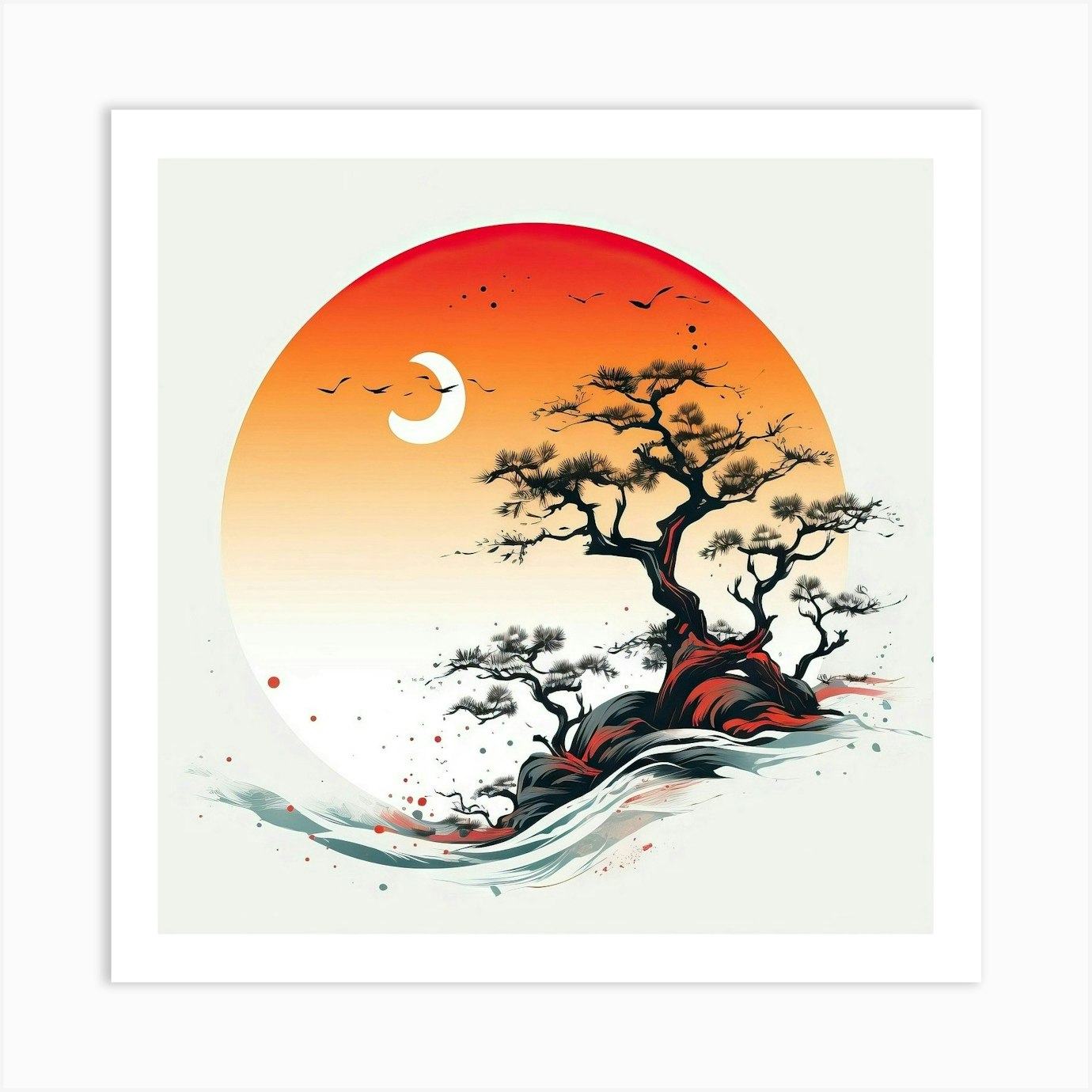 Japanese Tree Art Print by blush - Fy