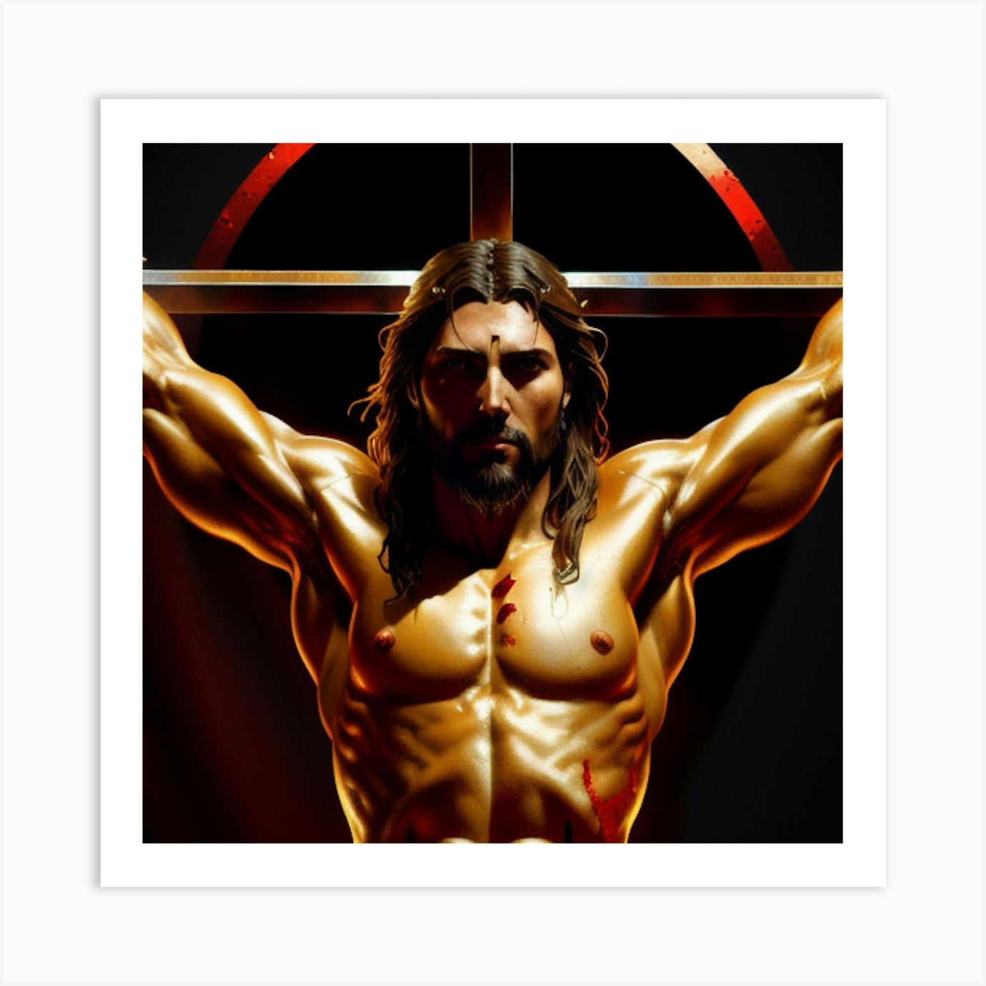 Bleeding and suffering Jesus, crucified, 