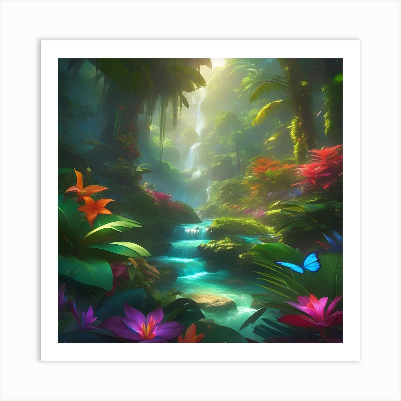 Flowers In A Tropical Rainforest Art Print By Strangeforce Fy