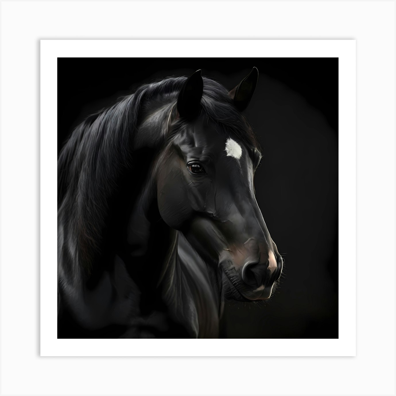 Black Horse Portrait 2 Art Print by Ventoti - Fy