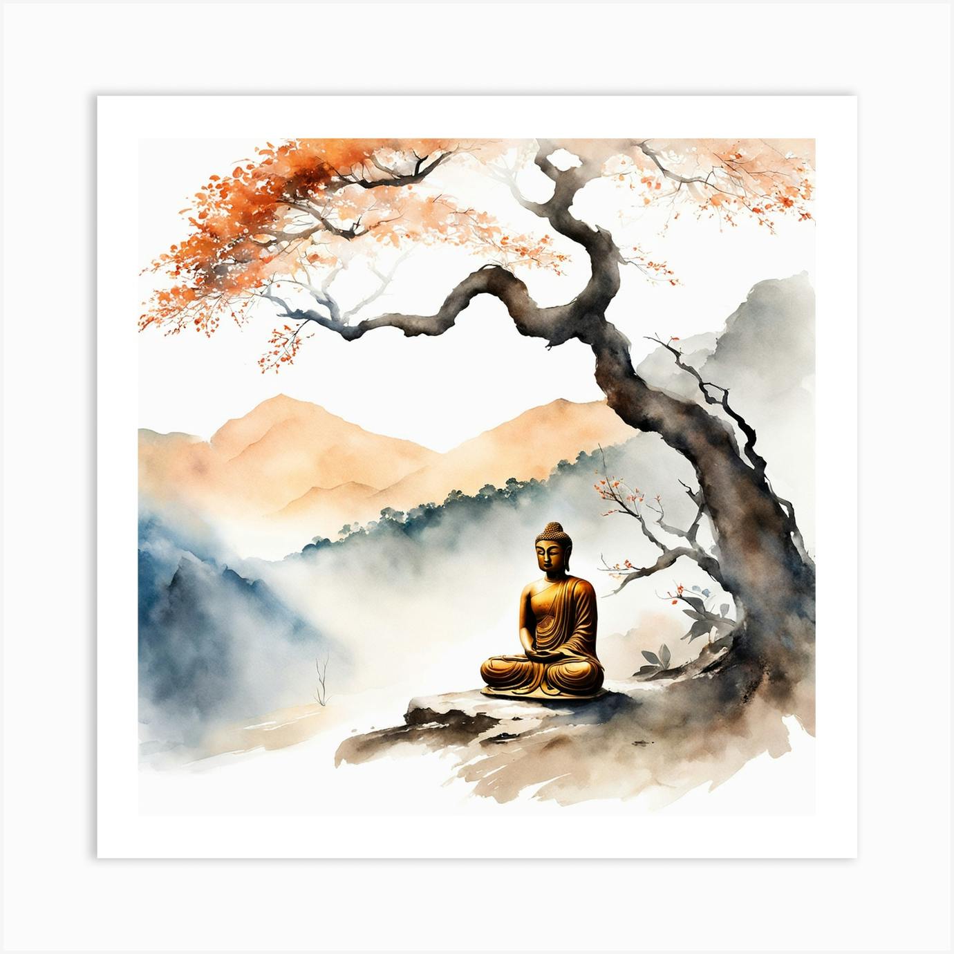 Buddha Painting Landscape 21 Art Print by 1xMerch Fy