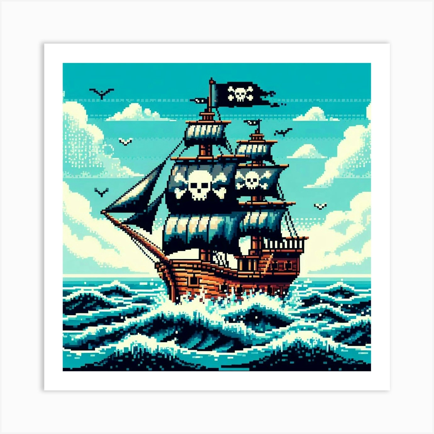 8-bit pirate ship 3 Art Print by James Hosie - Fy