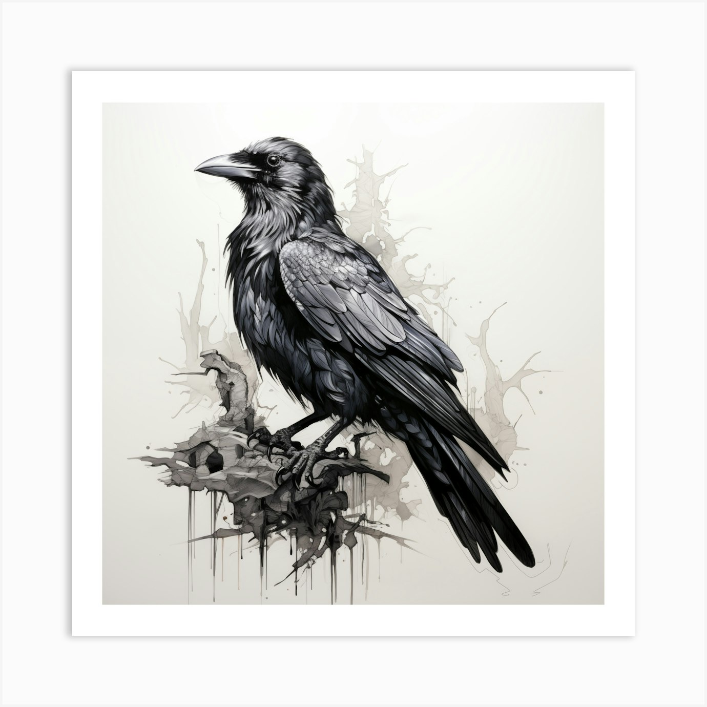 Sketch Gothic Raven Art Print By Madre Luna Fy 7178