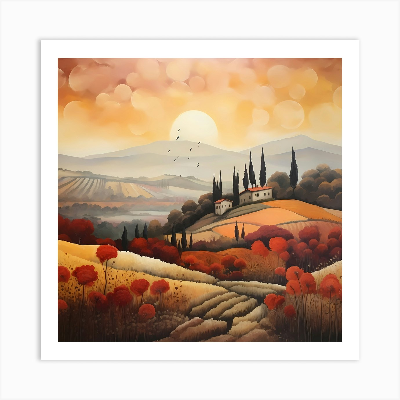 Mystical Aquarelle Horizons Art Print by Quantum Vivid Digital Art - Fy