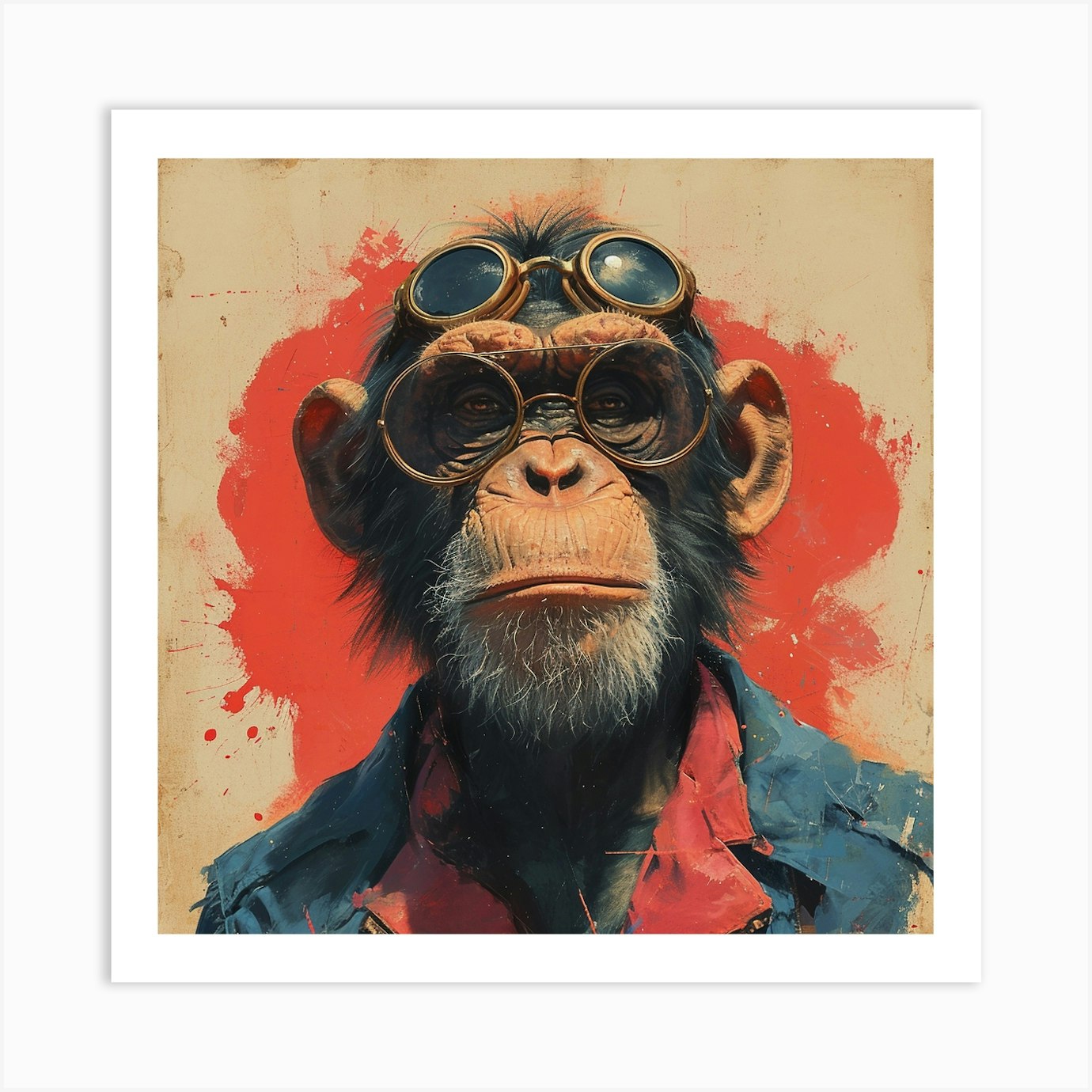 Chimp With Goggles Art Print by Enchanted Easel - Fy