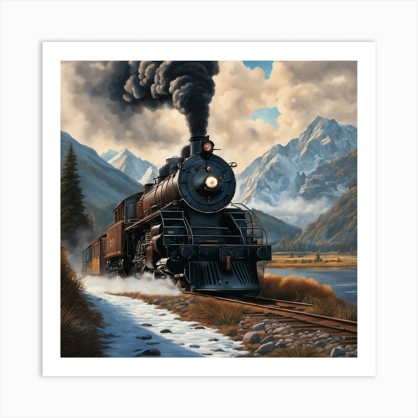 Stunning Landscape Art With A Steam Locomotive Art Print by Anteek - Fy