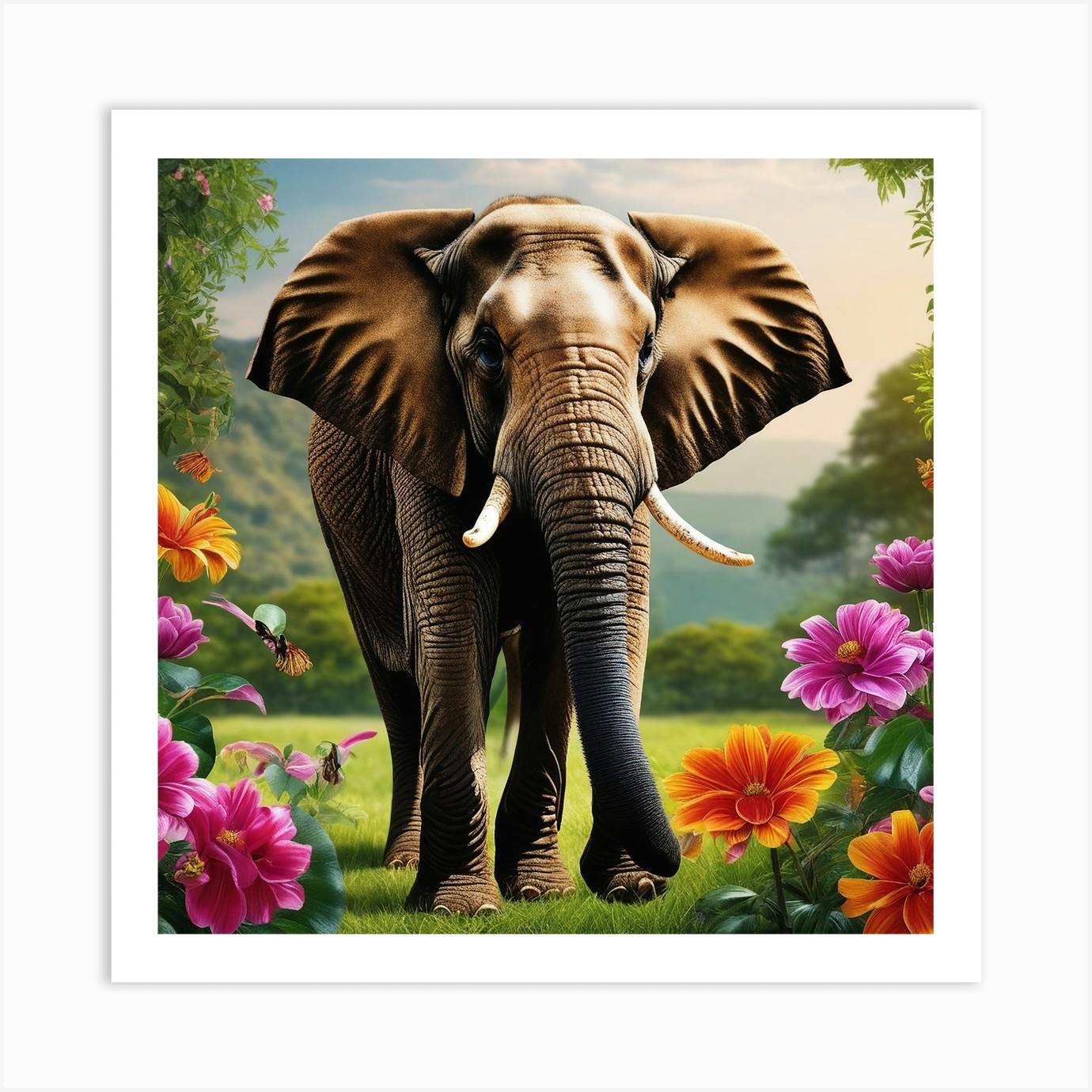 Beautiful Portrait of Elephant Art Print by Artly Fy