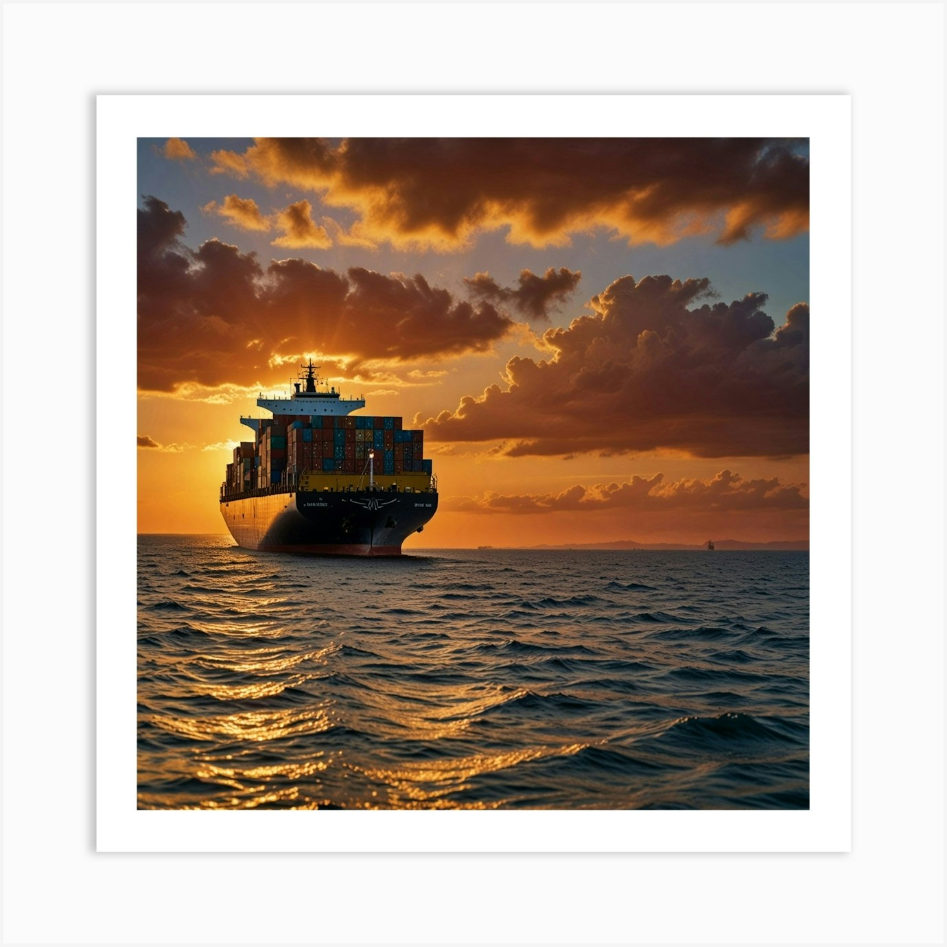 Container Ship At Sunset 4 Art Print by FOTOPIA - Fy