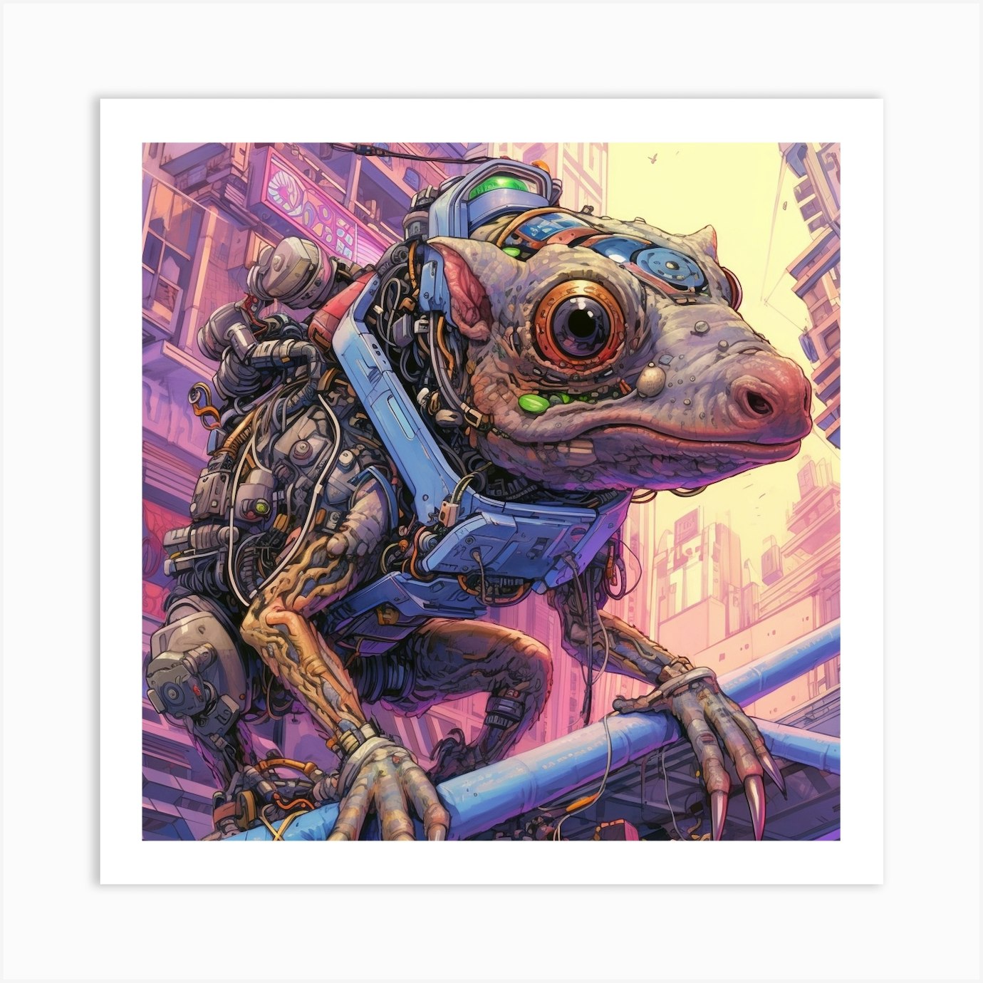 Robot Lizard Art Print by David Arts Fy