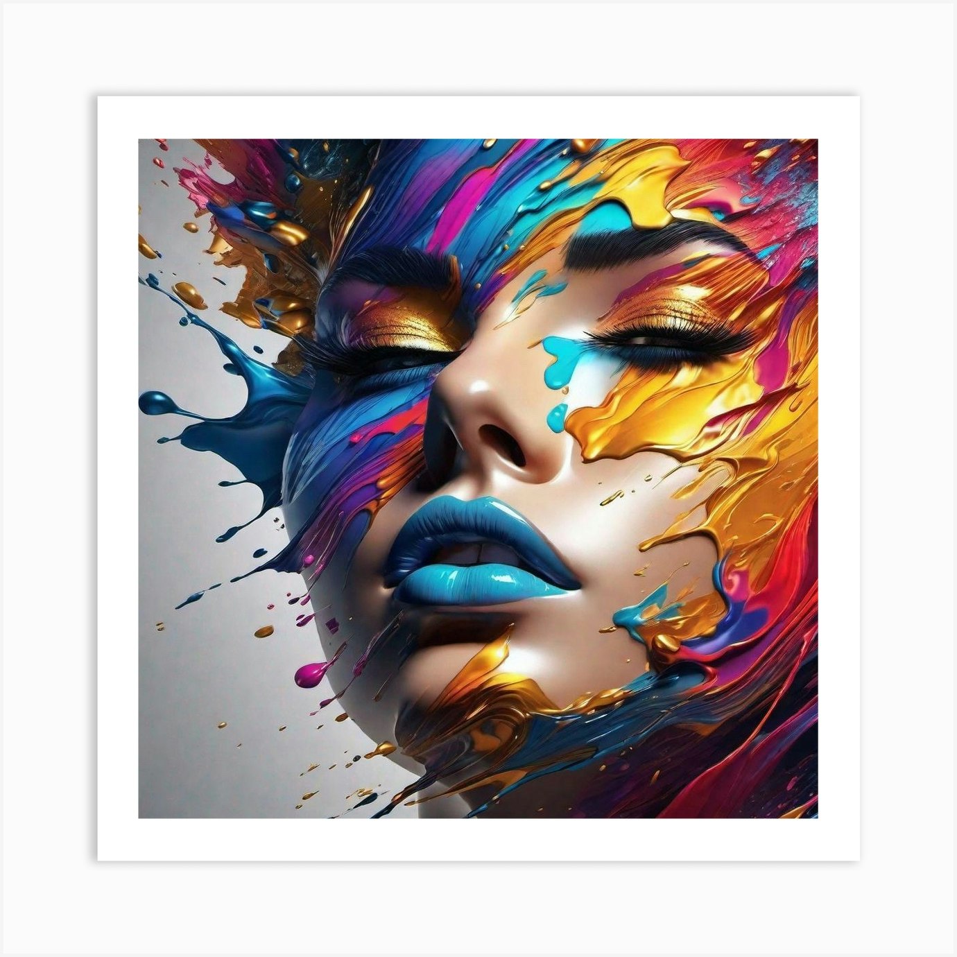 Paint Splashed Face Art Print by Noctarius - Fy