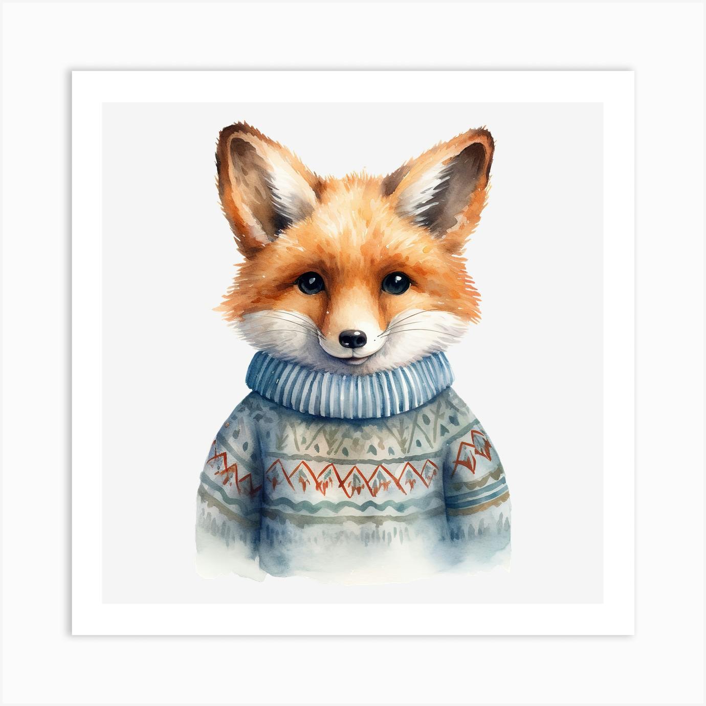 Fox print cheap sweater