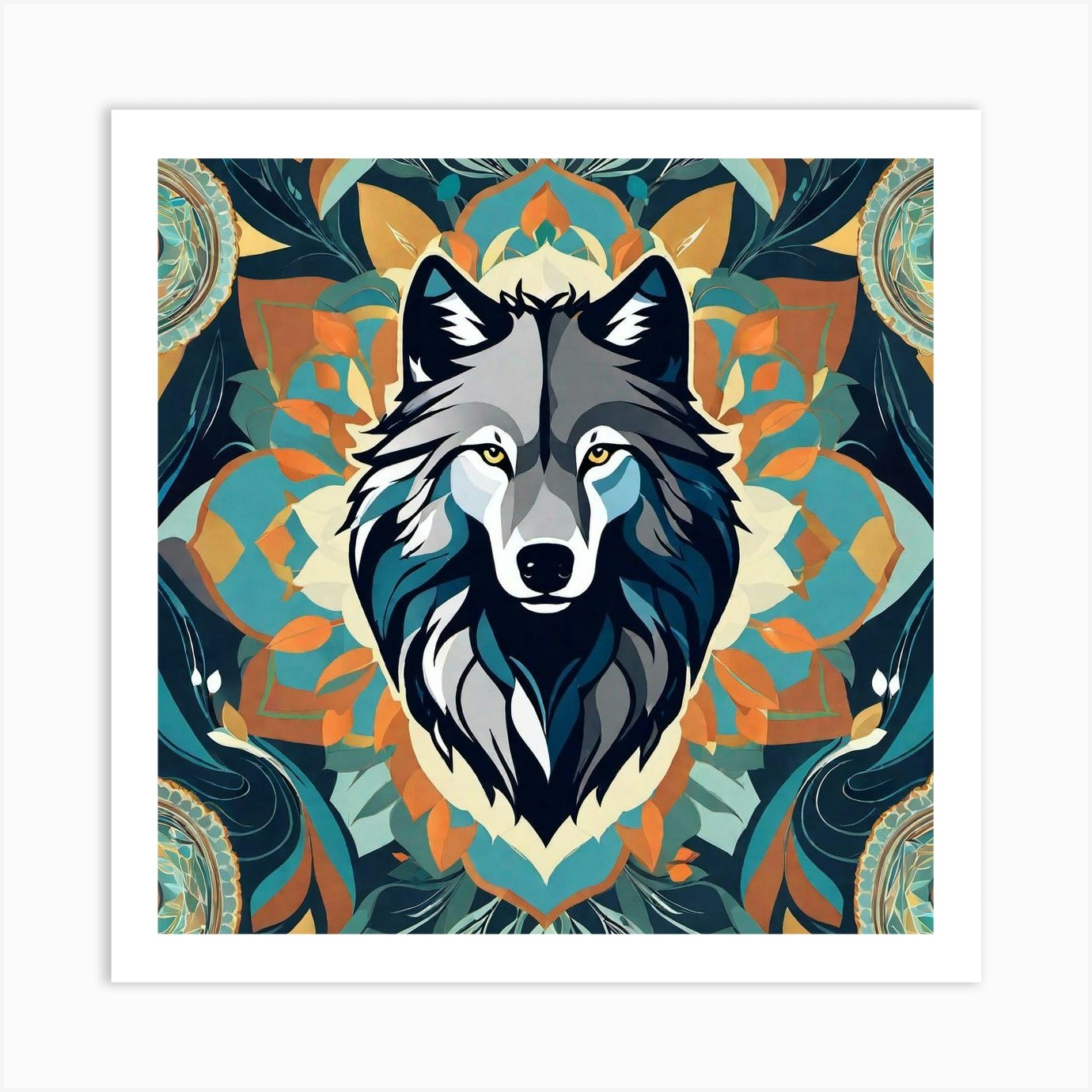 Wolf Mandala Art Print by Noctarius - Fy